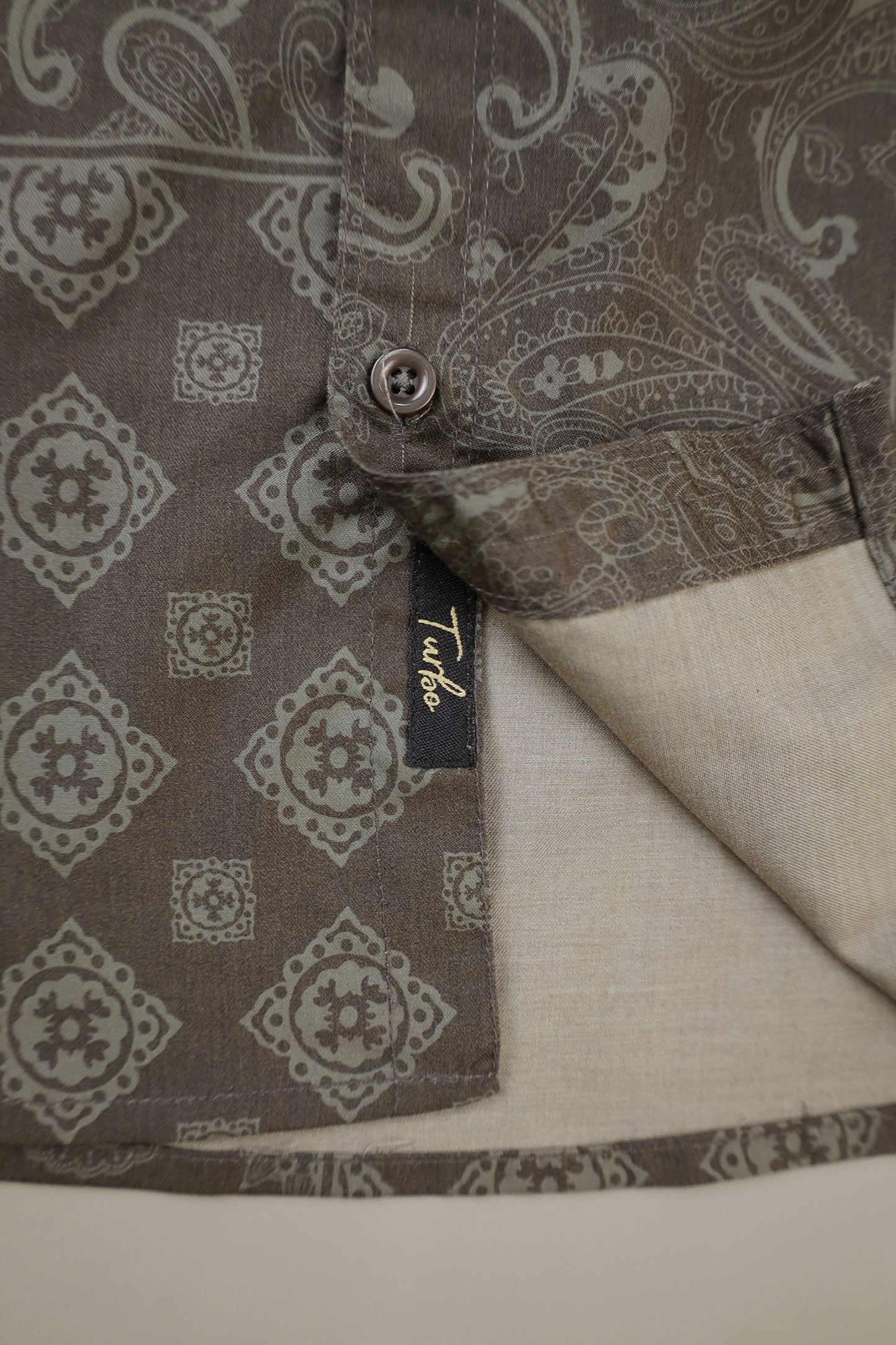 Turbo Splash Printed Long Sleeve Cotton Casual Shirt In Charcoal Grey