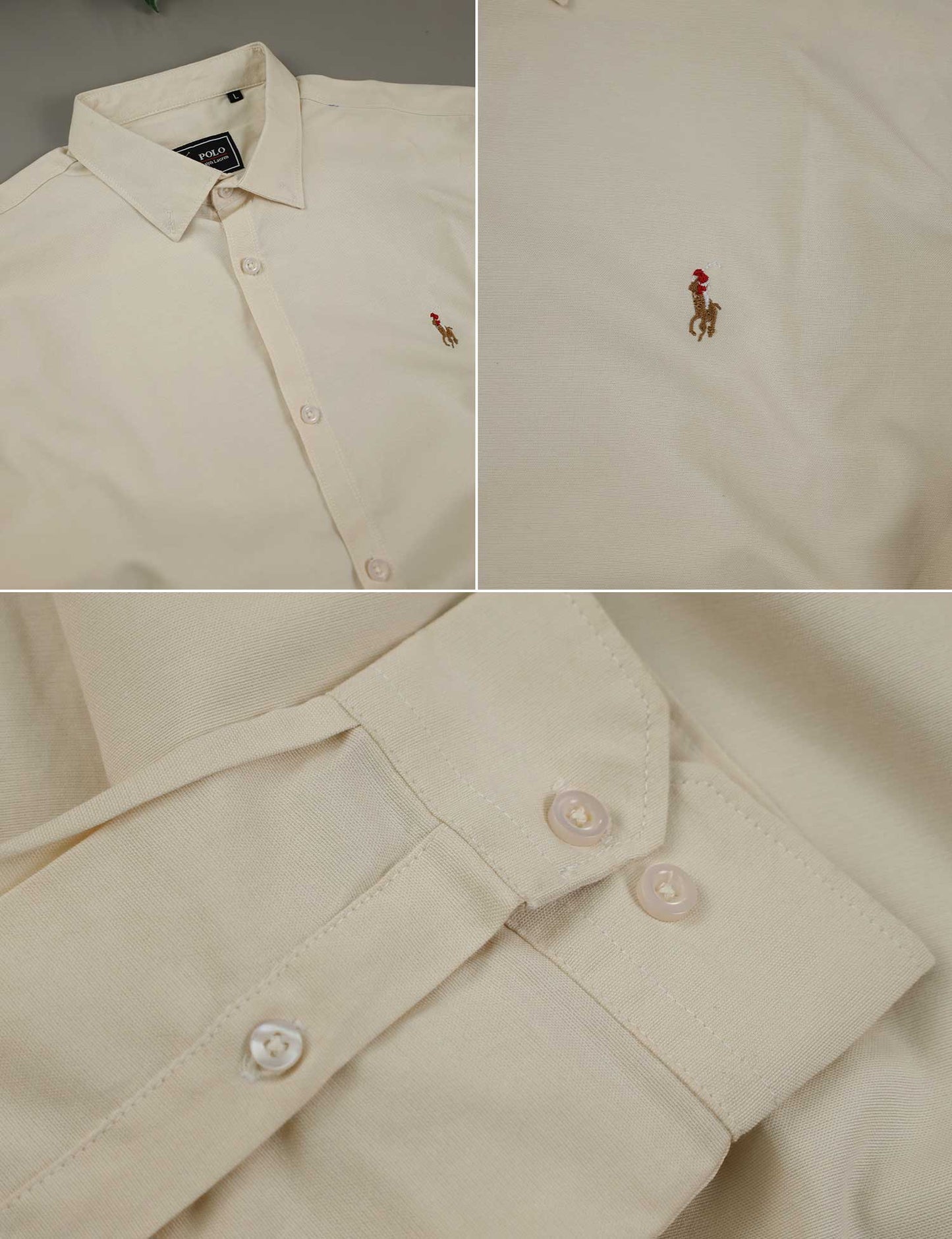 Polo Rph Lren SlimFit Classic Casual Shirt In Creem