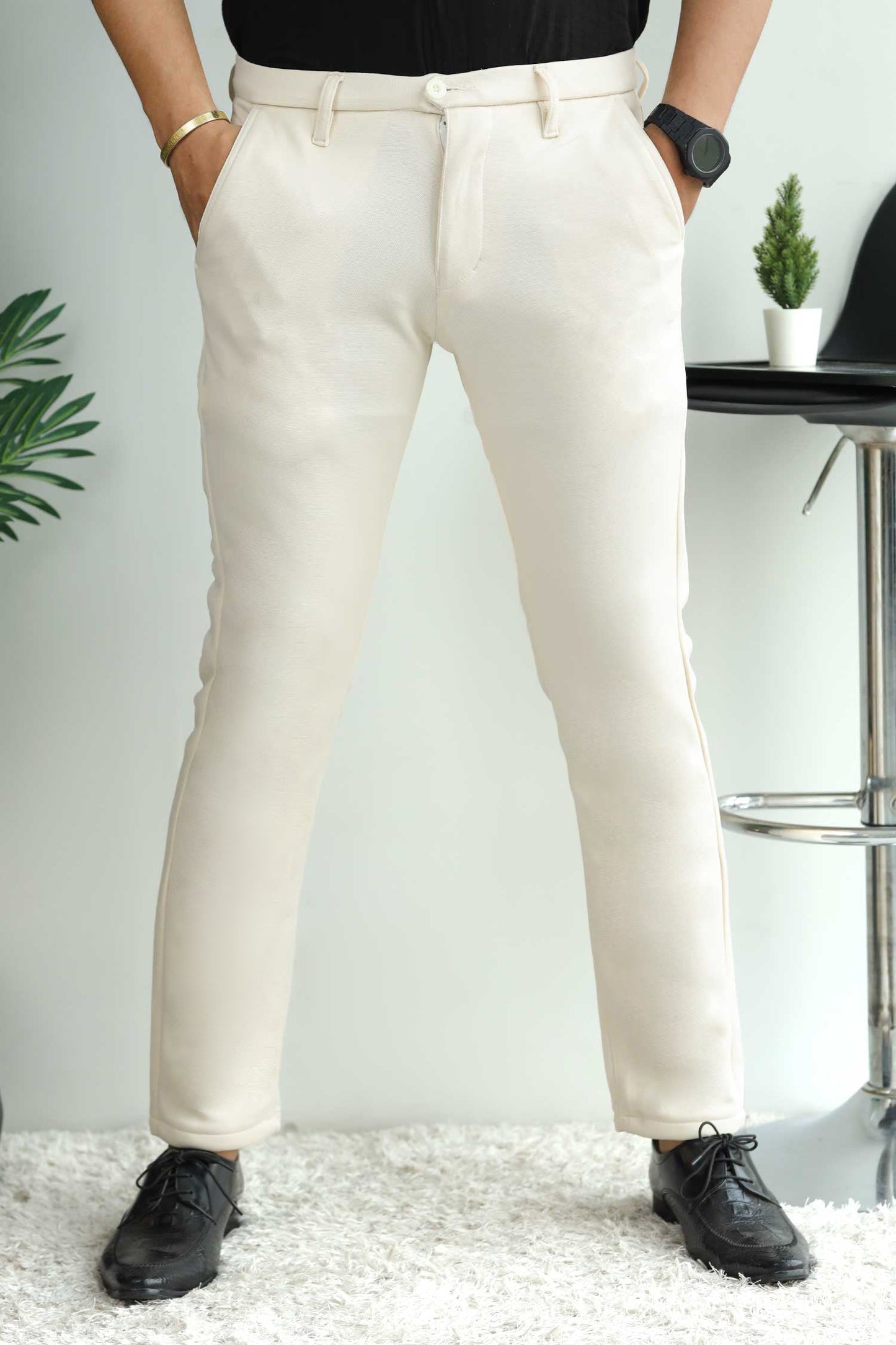Elegant Self Texture Knitted Cotton Ankle fit Pant