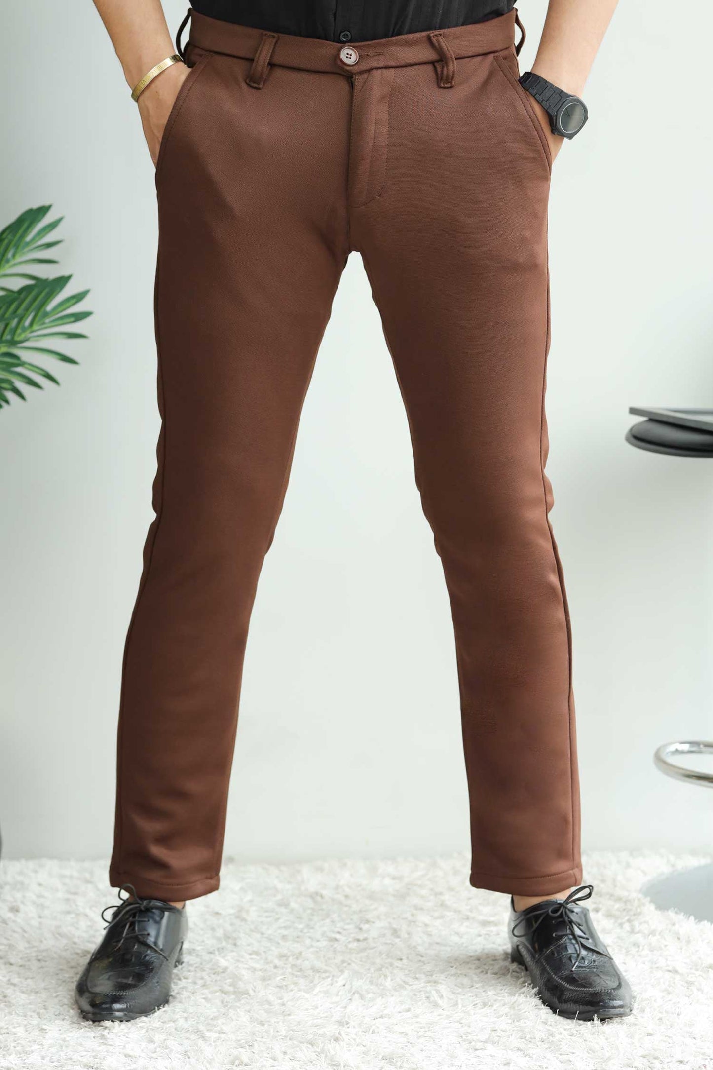 Elegant Self Texture Knitted Cotton Ankle fit Pant