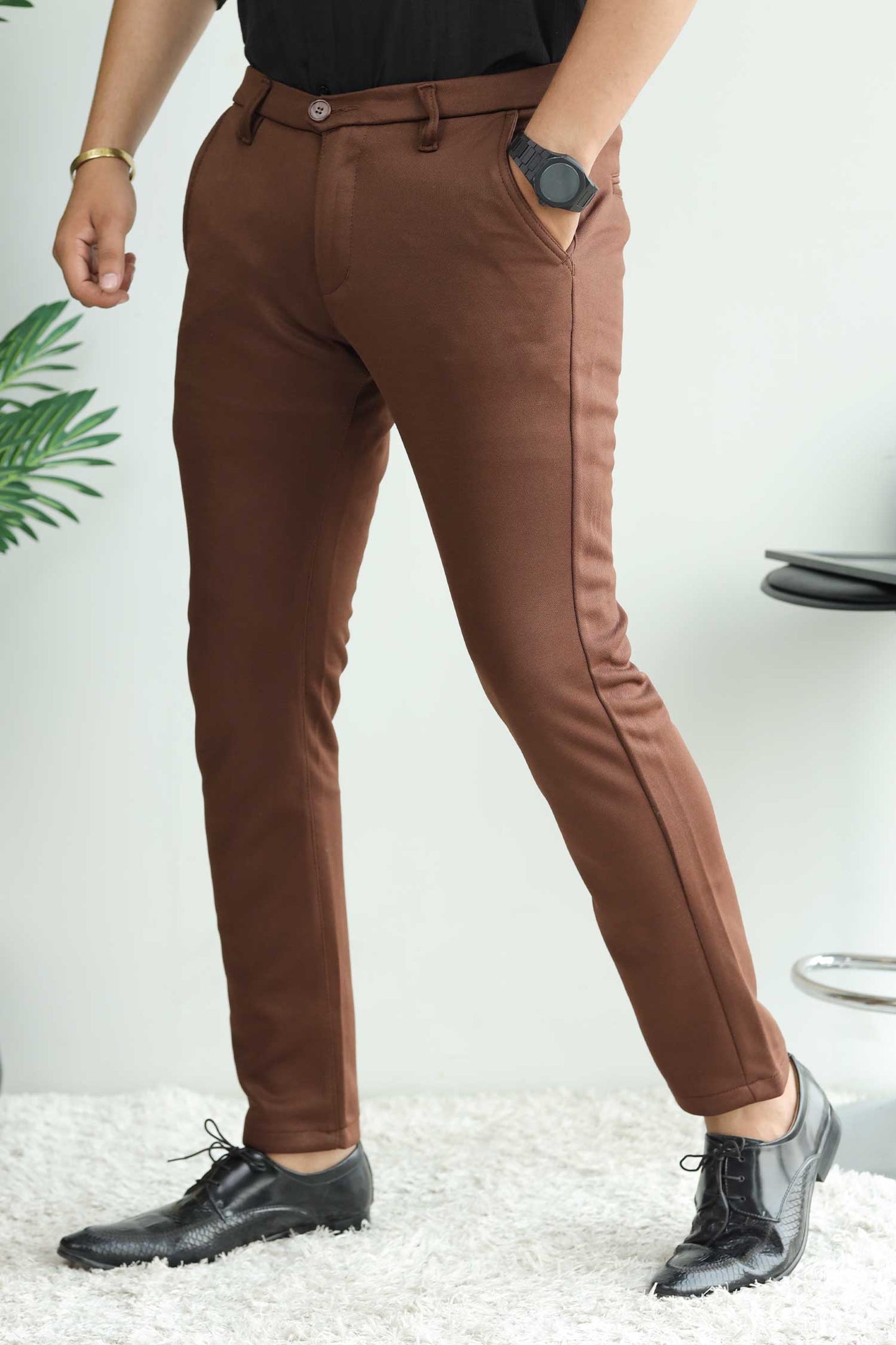 Elegant Self Texture Knitted Cotton Ankle fit Pant
