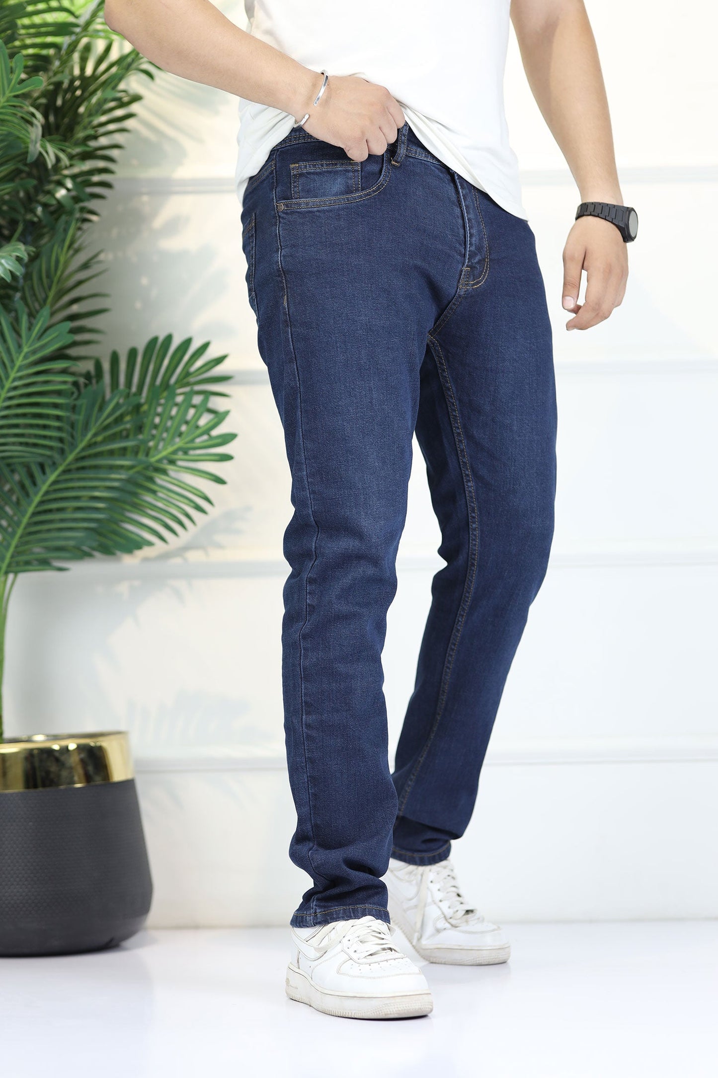 Turbo 'The Phantom' Washed Slim Fit Jeans In Dark Blue