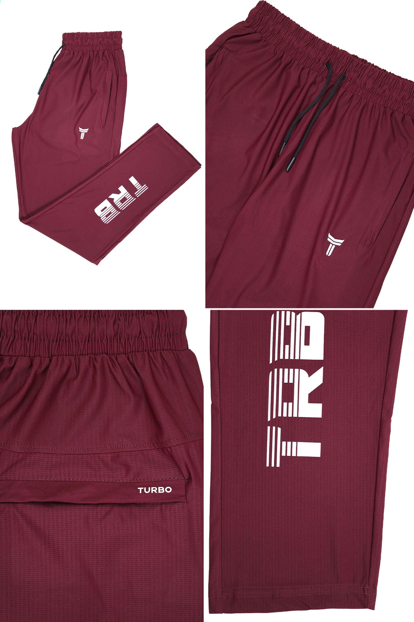 Turbo 'TRB Division' Sportswear Mesh Dry-fit Trouser In Dark Maroon