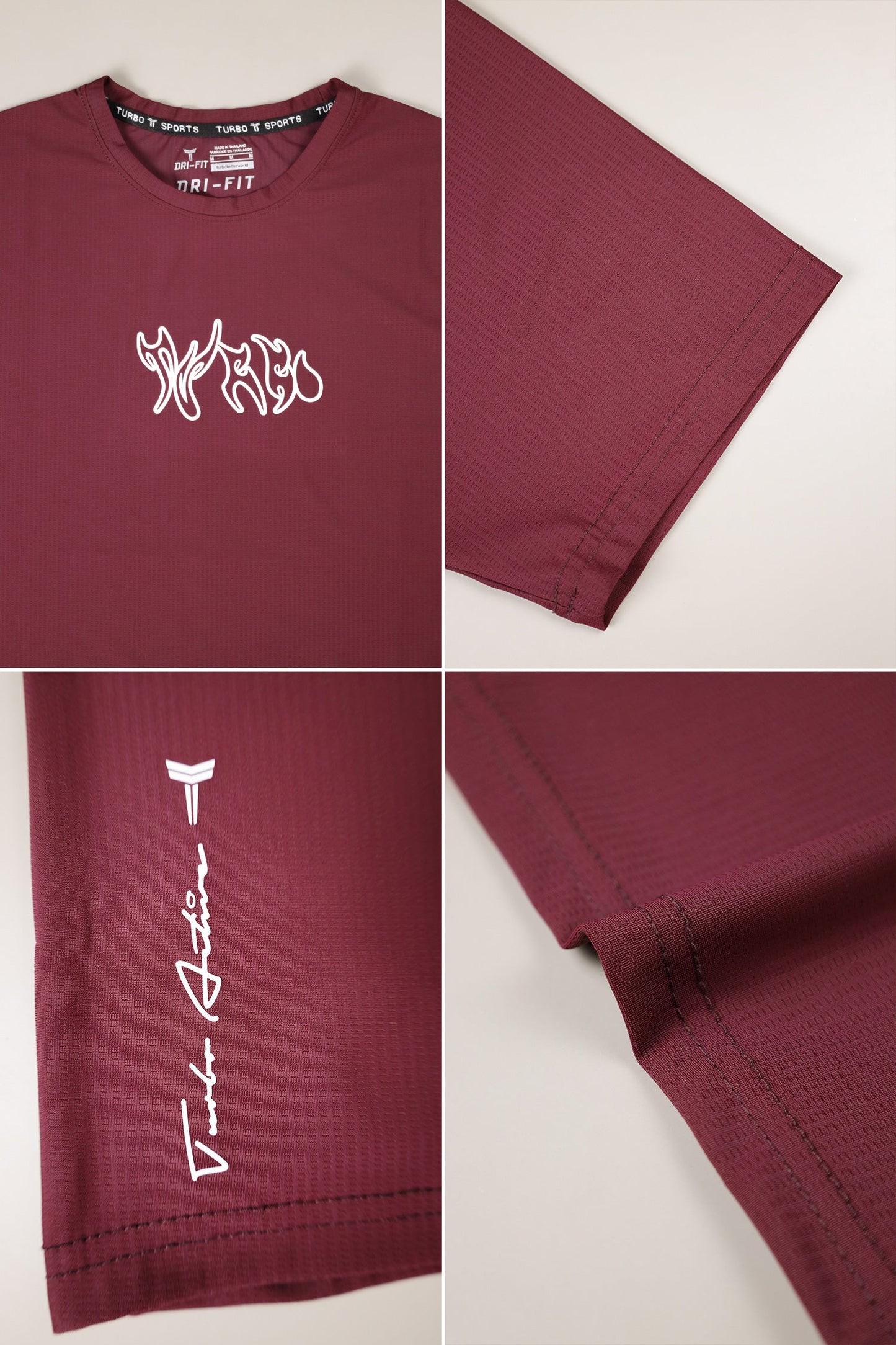 Turbo 'Action-Ready' Graphic Mesh Dry-Fit Tee In Dark Maroon