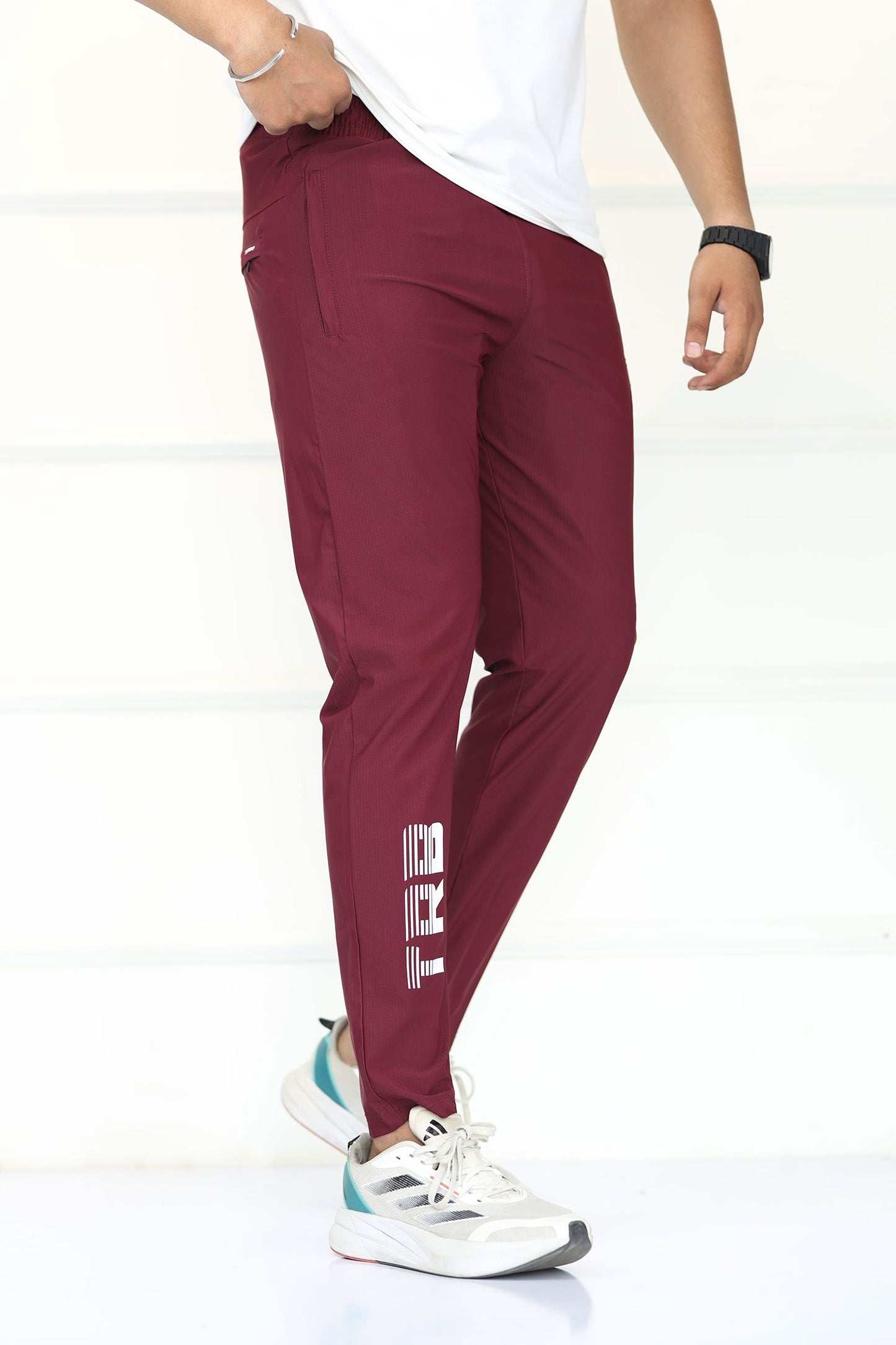 Turbo 'TRB Division' Sportswear Mesh Dry-fit Trouser In Dark Maroon