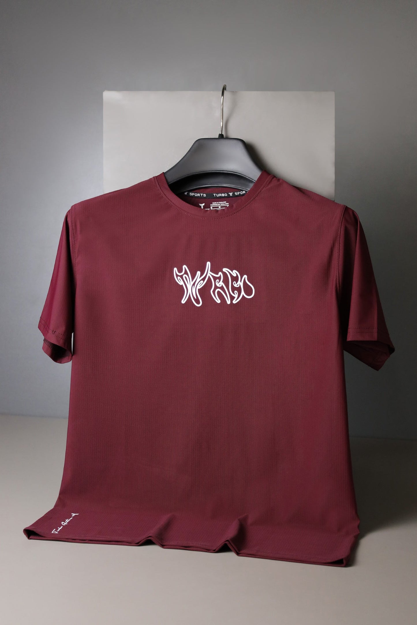 Turbo 'Action-Ready' Graphic Mesh Dry-Fit Tee In Dark Maroon