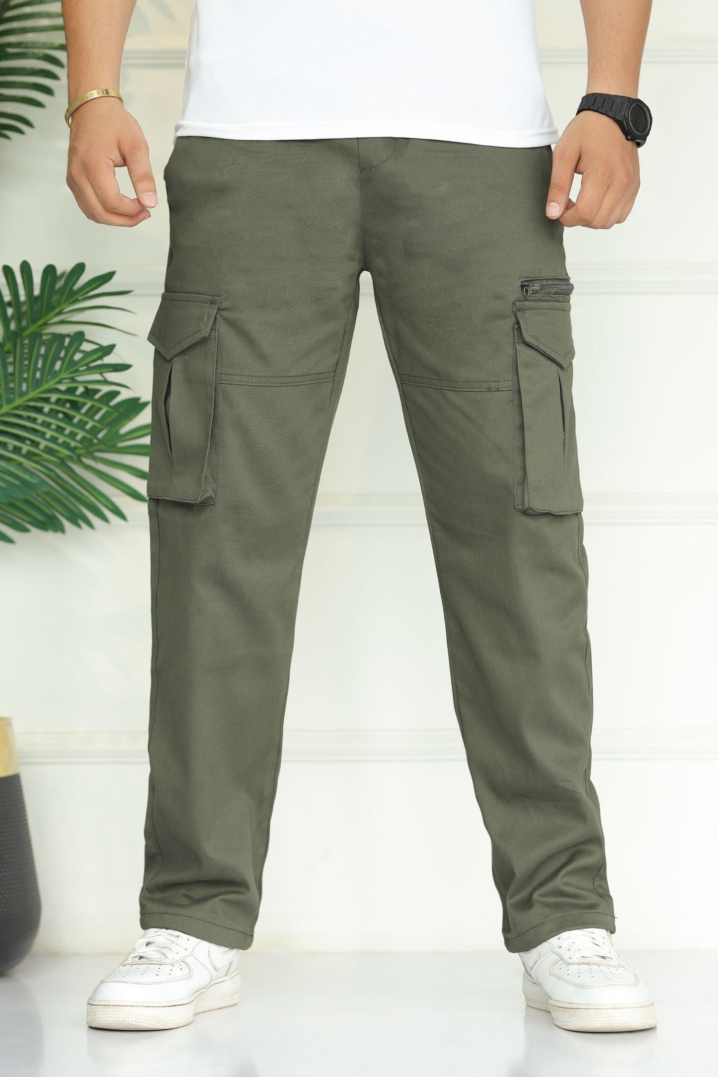 Turbo 'Recon' Division Zip-Detail Loose Bottom Cargo Trouser In Green