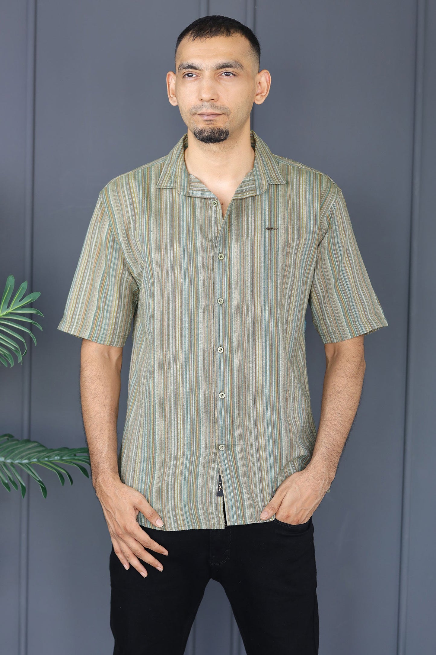Turbo Spring Edit Textured Casual Shirt In Green