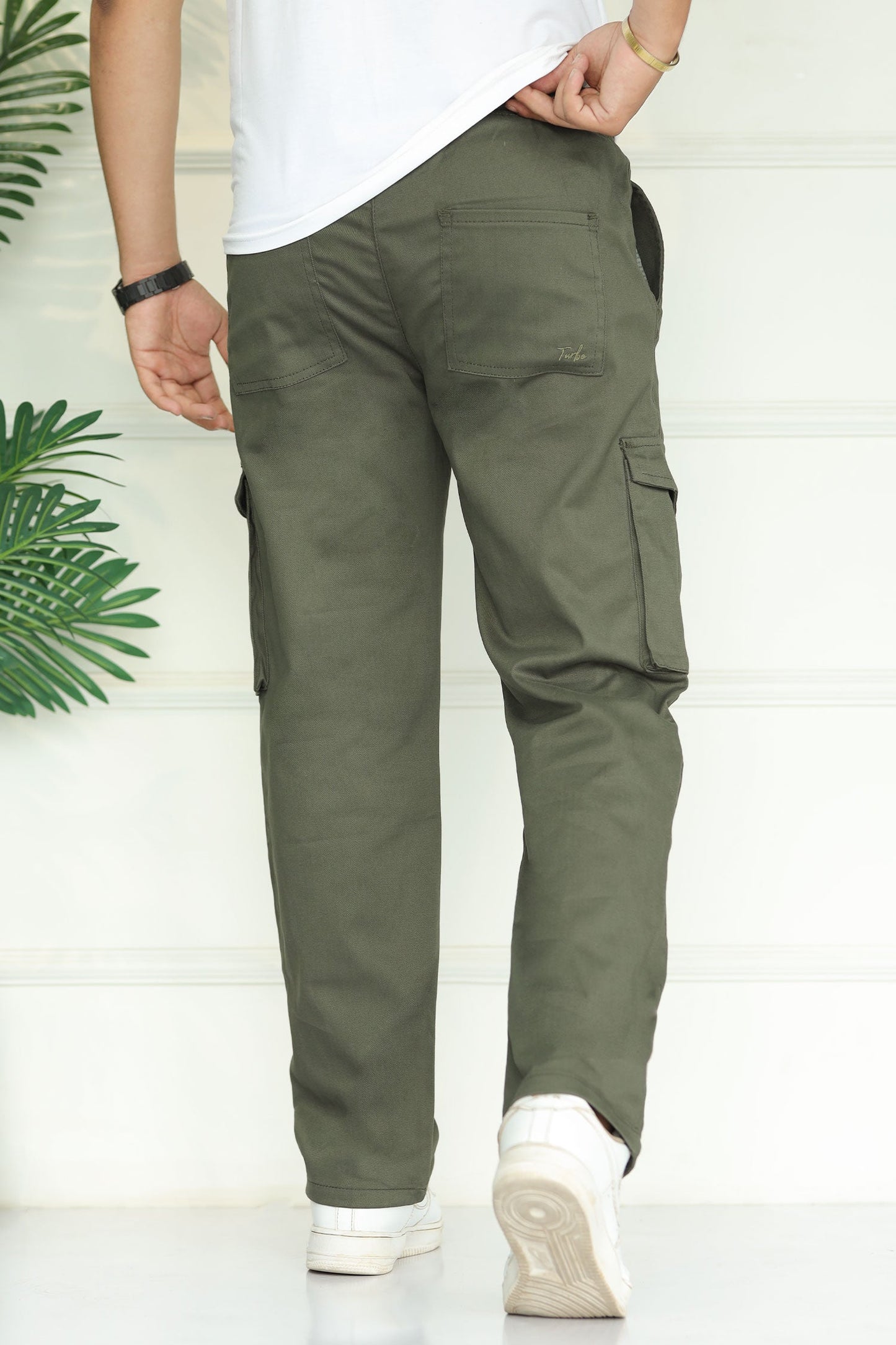 Turbo 'Recon' Division Zip-Detail Loose Bottom Cargo Trouser In Green