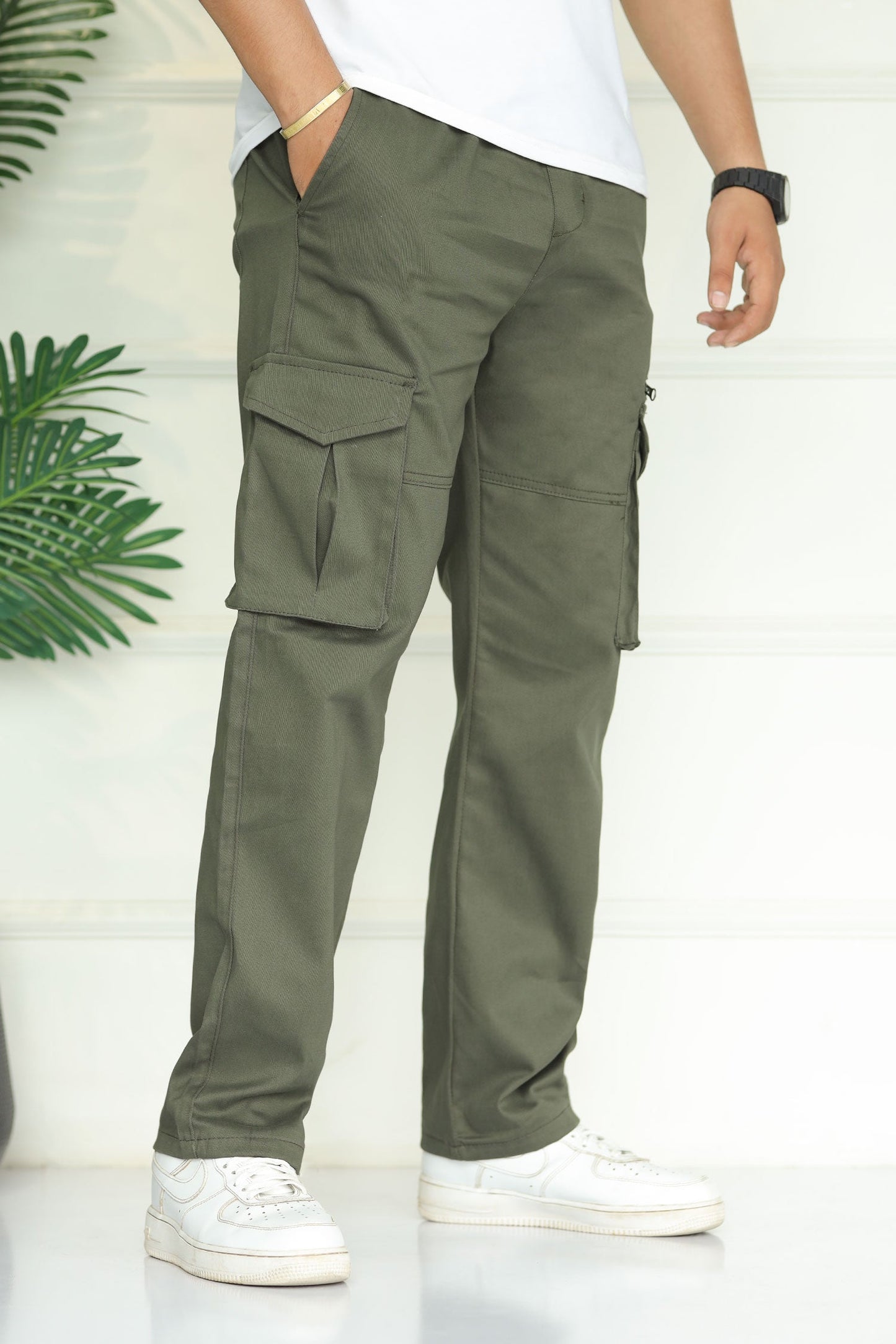 Turbo 'Recon' Division Zip-Detail Loose Bottom Cargo Trouser In Green