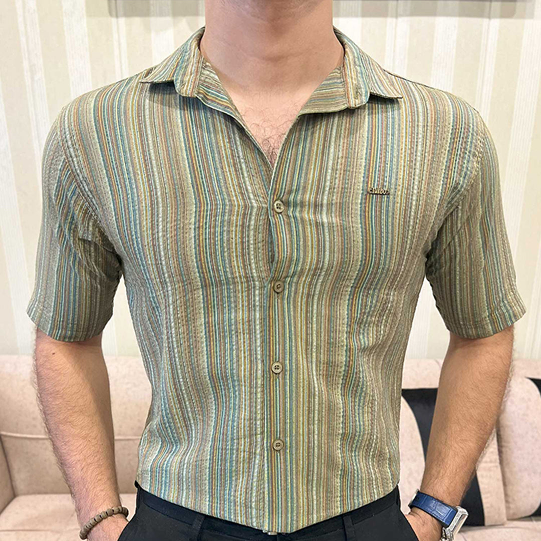 Turbo Spring Edit Textured Casual Shirt In Green