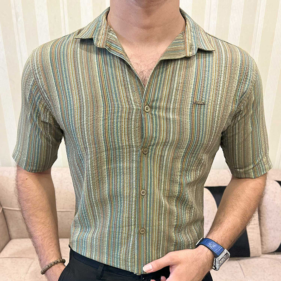 Turbo Spring Edit Textured Casual Shirt In Green