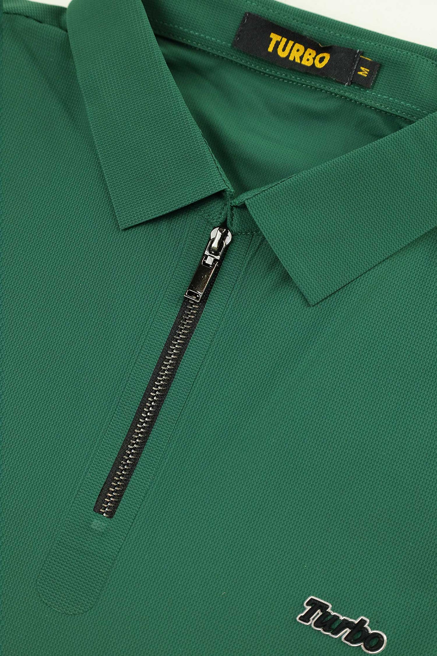 Turbo Signature Script Zip-Placket Men's Polo Shirt In Green
