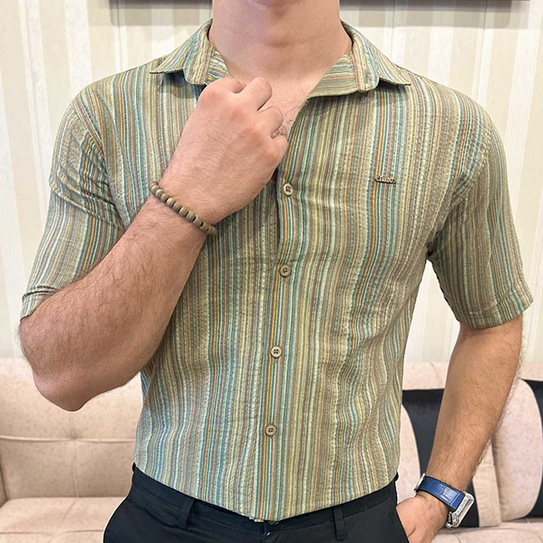 Turbo Spring Edit Textured Casual Shirt In Green