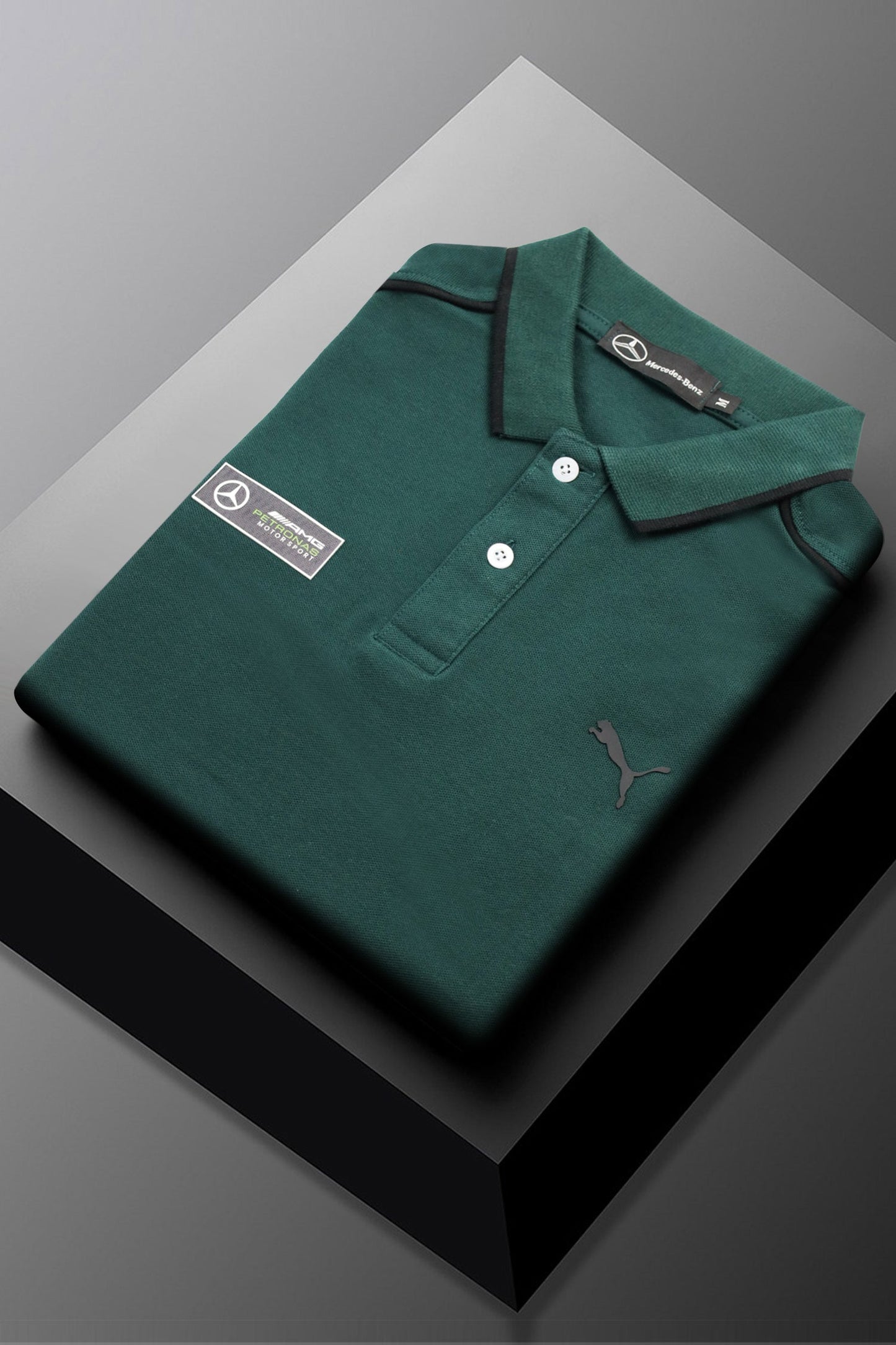 Pma AMG Benz Edition Premium Men's Polo Shirt In Dark Green