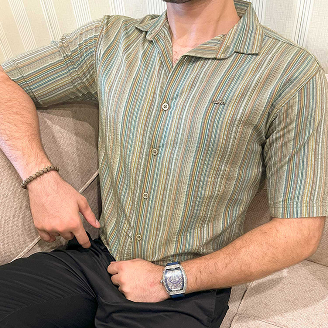 Turbo Spring Edit Textured Casual Shirt In Green