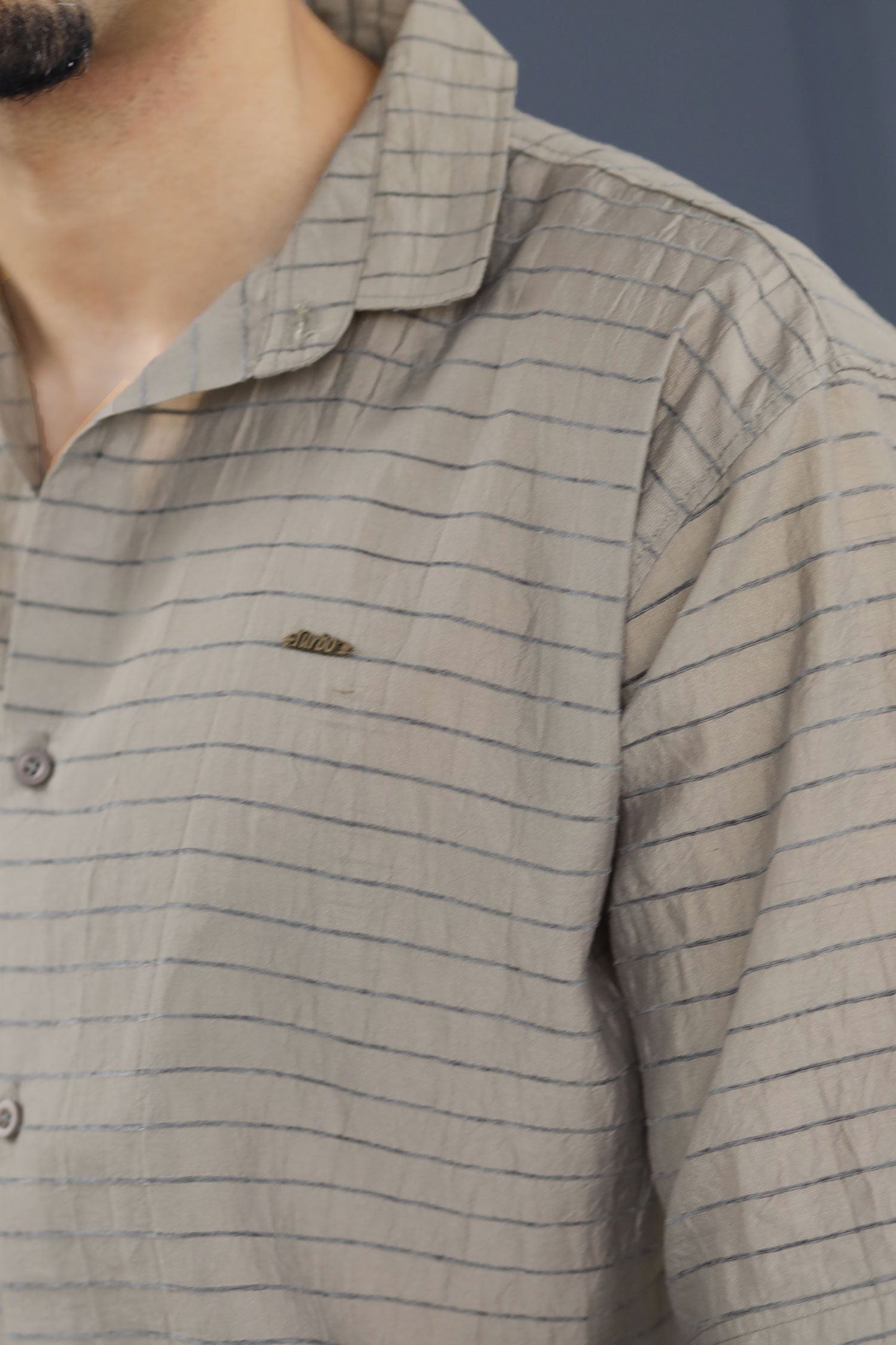 Turbo Snitch Striped Casual Shirt In Grey