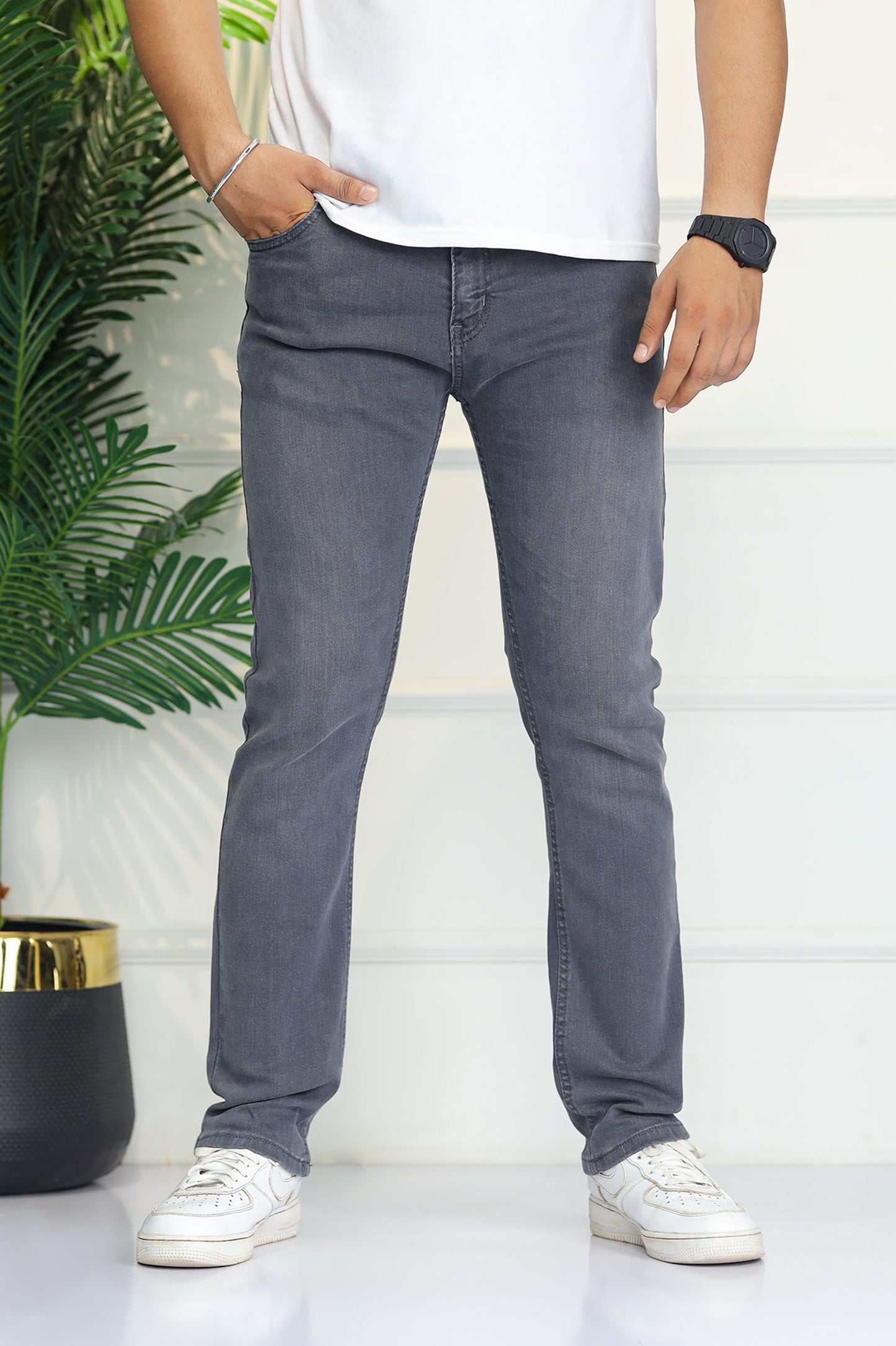 Turbo 'All-Day' Comfort-Flex Slim Fit Jeans In Grey