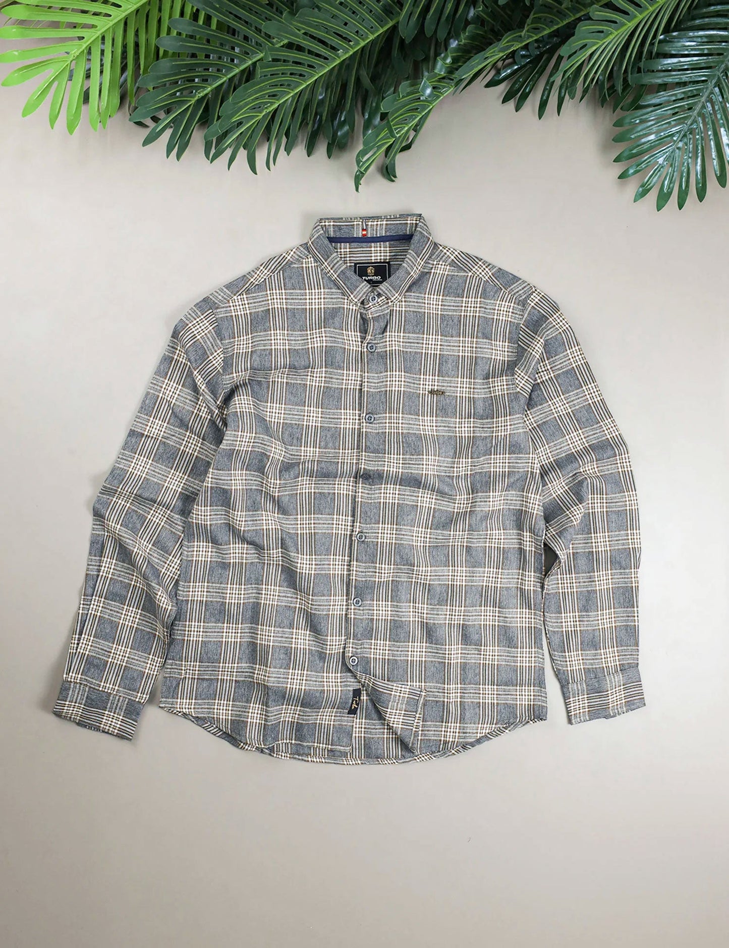 Turbo Tattersall Checkered Long Sleeve Cotton Casual Shirt