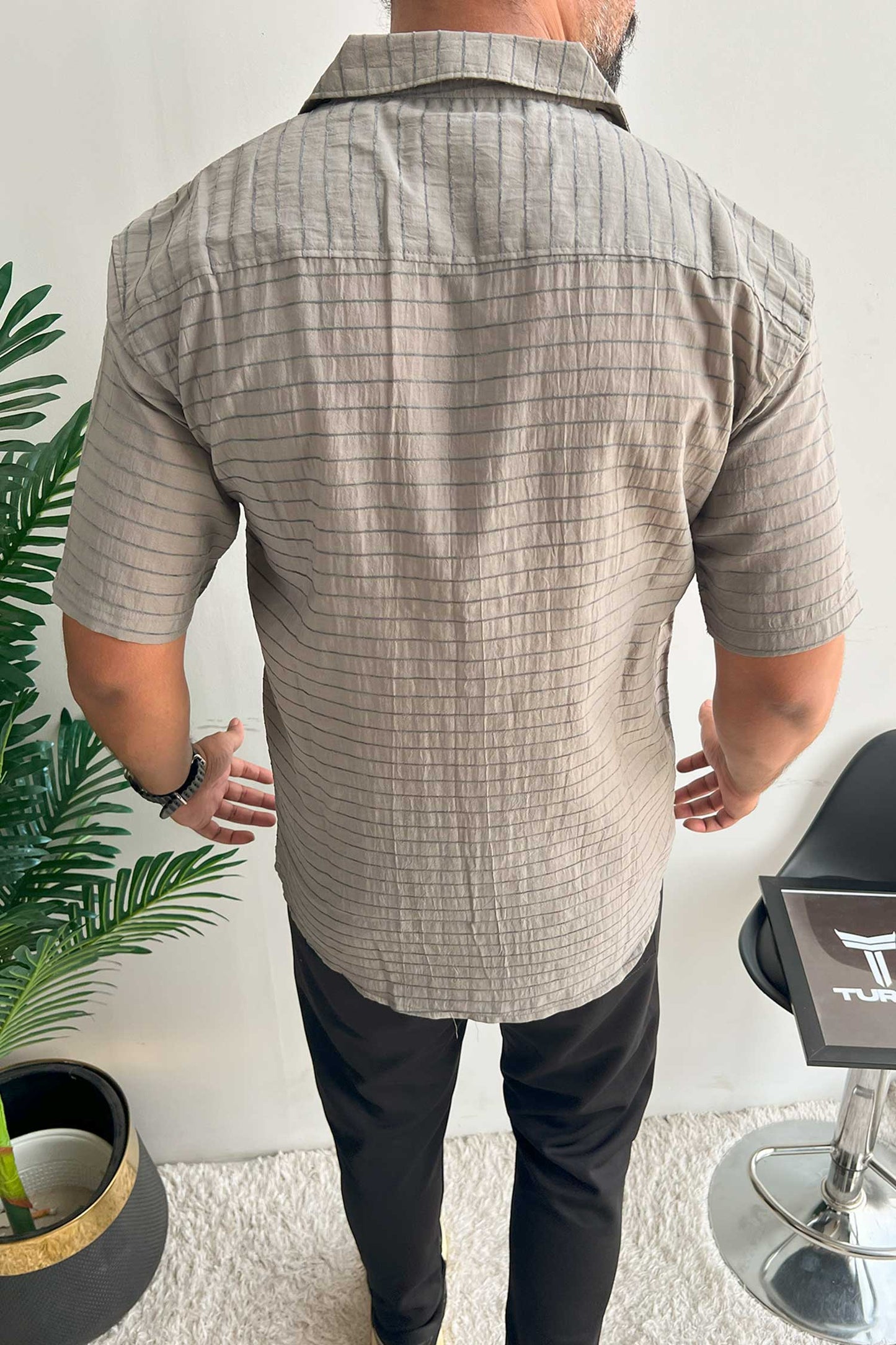 Turbo Snitch Striped Casual Shirt In Grey