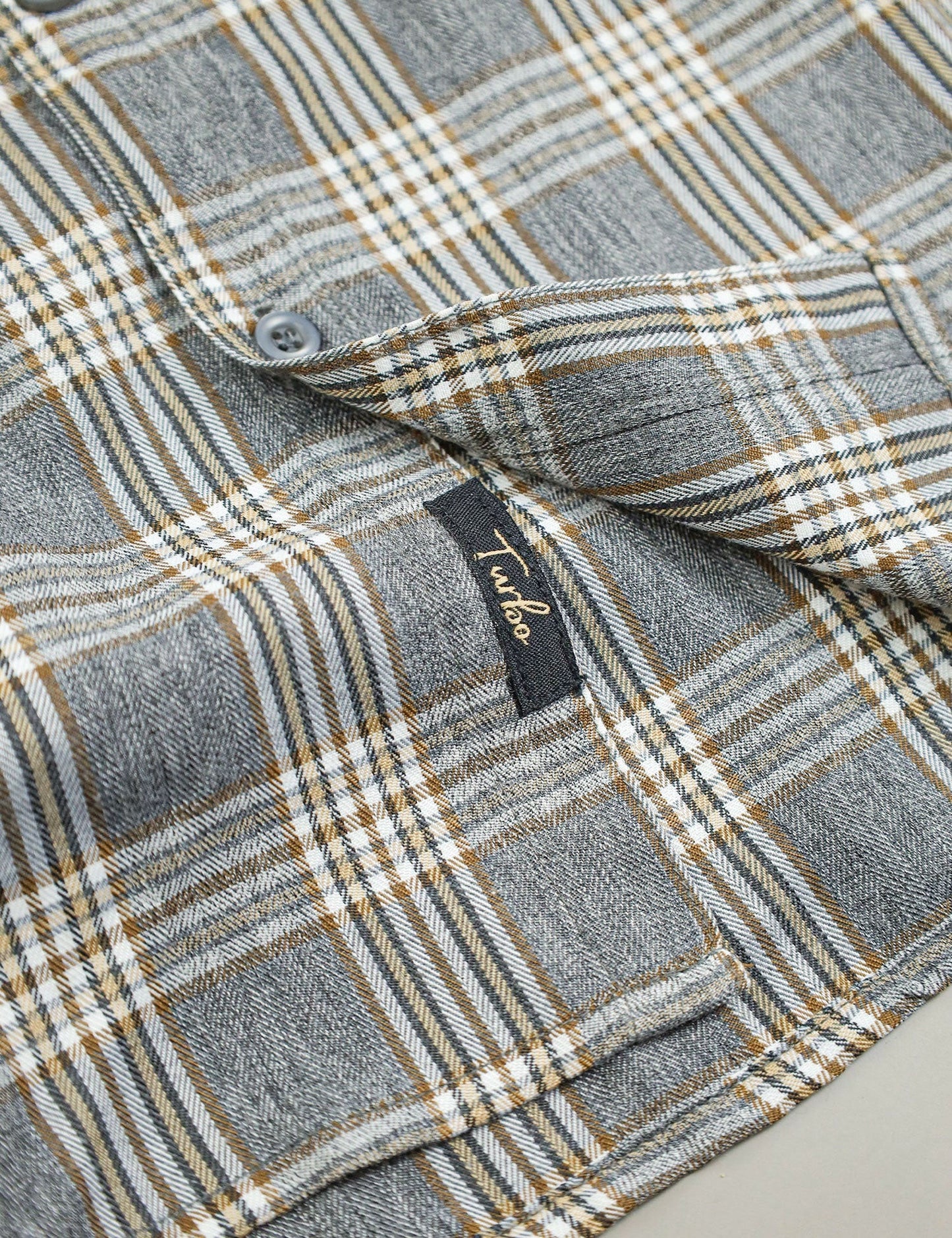 Turbo Tattersall Checkered Long Sleeve Cotton Casual Shirt In Grey
