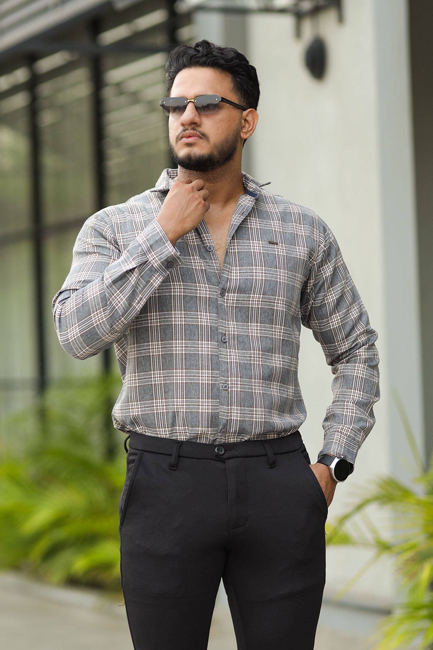 Turbo Tattersall Checkered Long Sleeve Cotton Casual Shirt