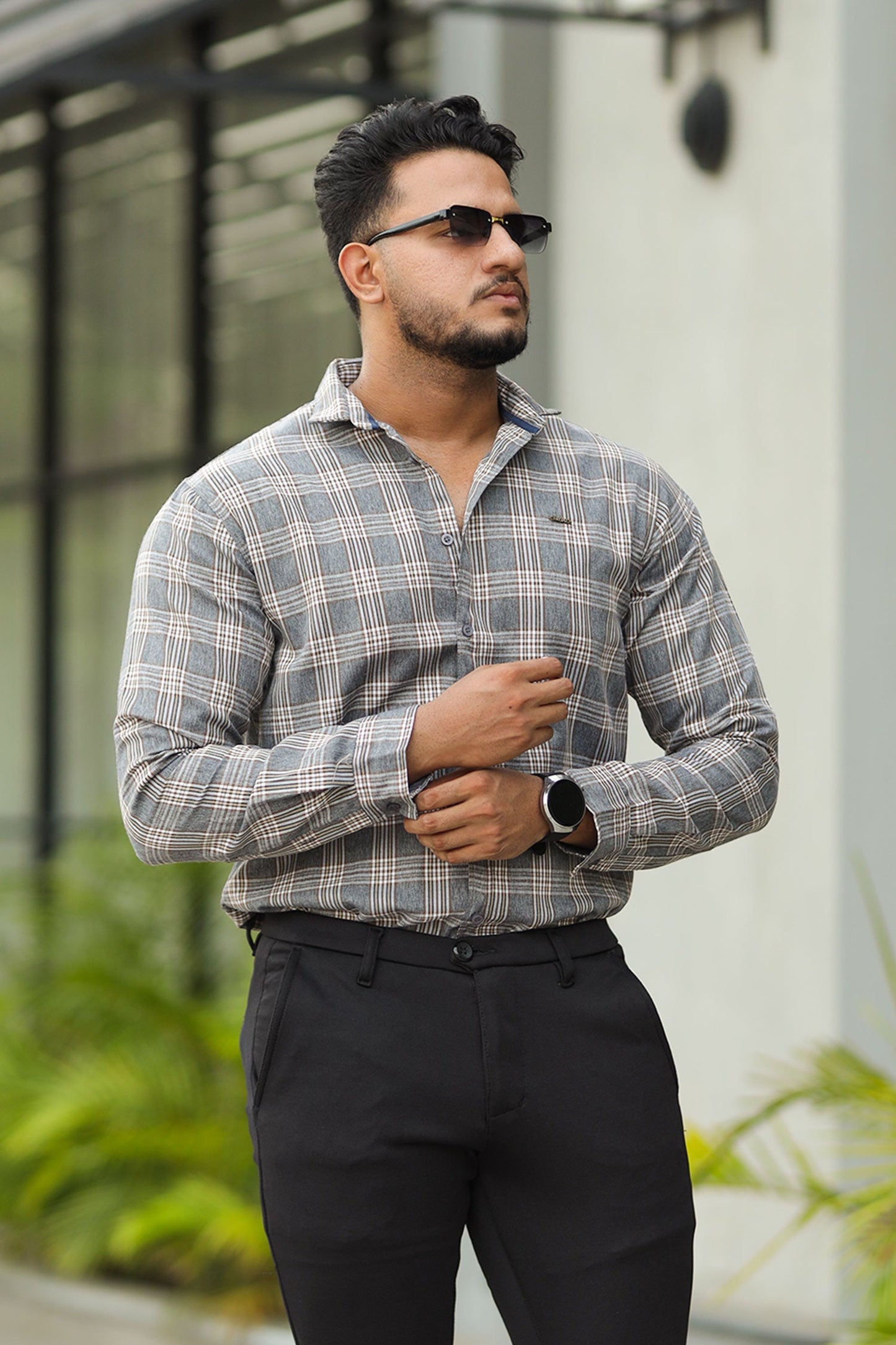 Turbo Tattersall Checkered Long Sleeve Cotton Casual Shirt