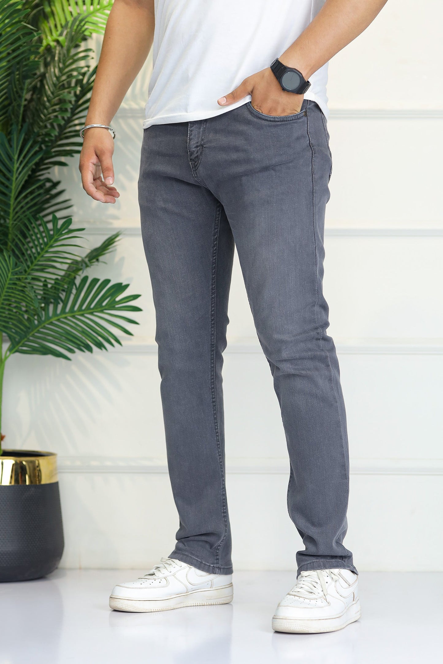 Turbo 'All-Day' Comfort-Flex Slim Fit Jeans In Grey