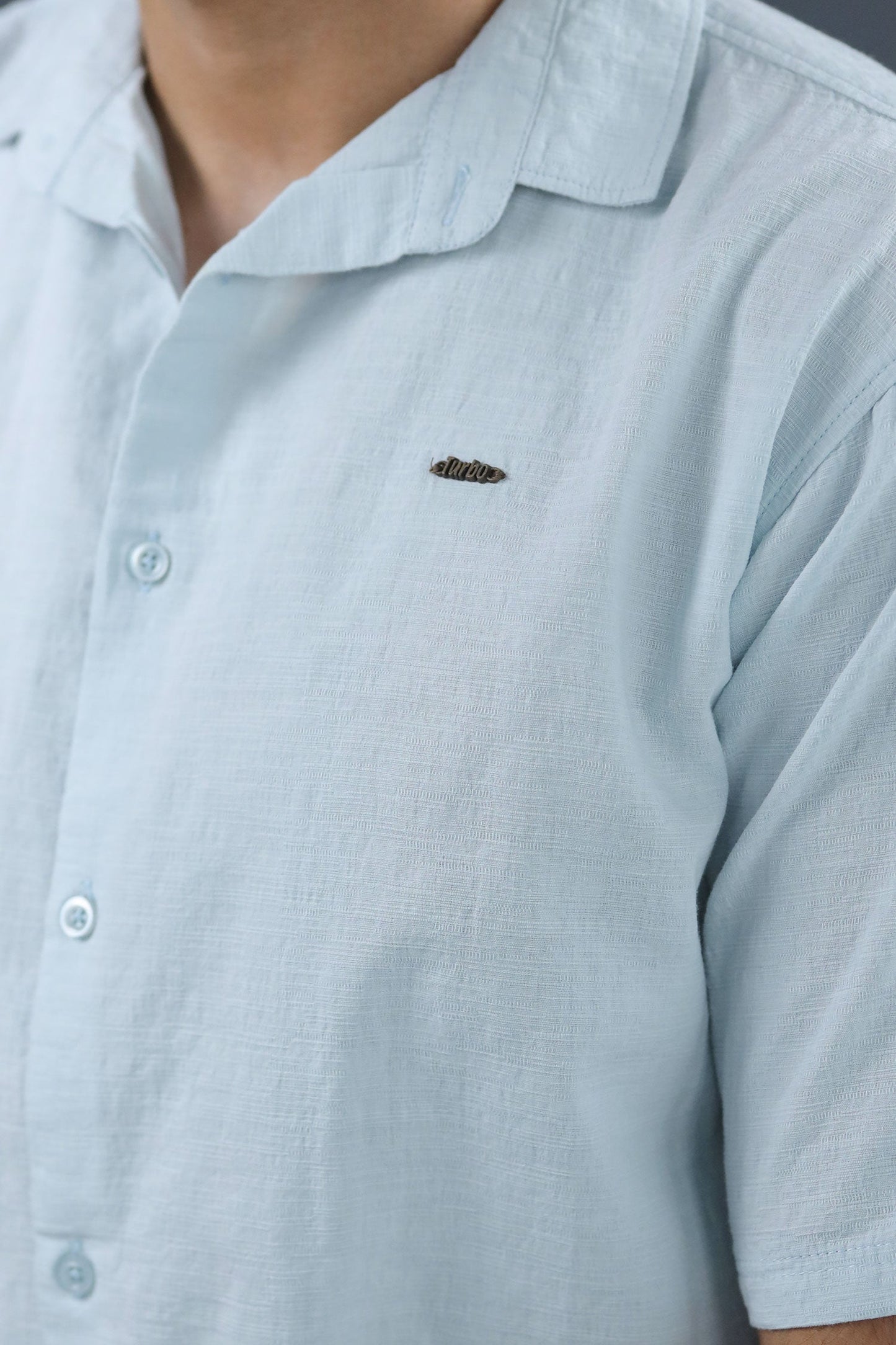 Turbo Textured Relaxed Fit Casual Shirt In Ice Blue