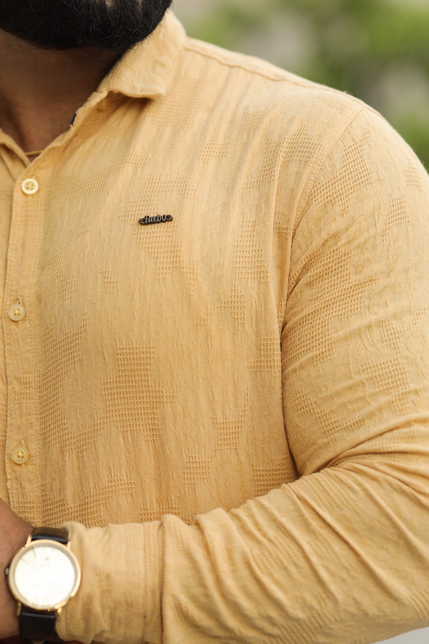 Turbo Vintage Patterend Long Sleeve Cotton Casual Shirt