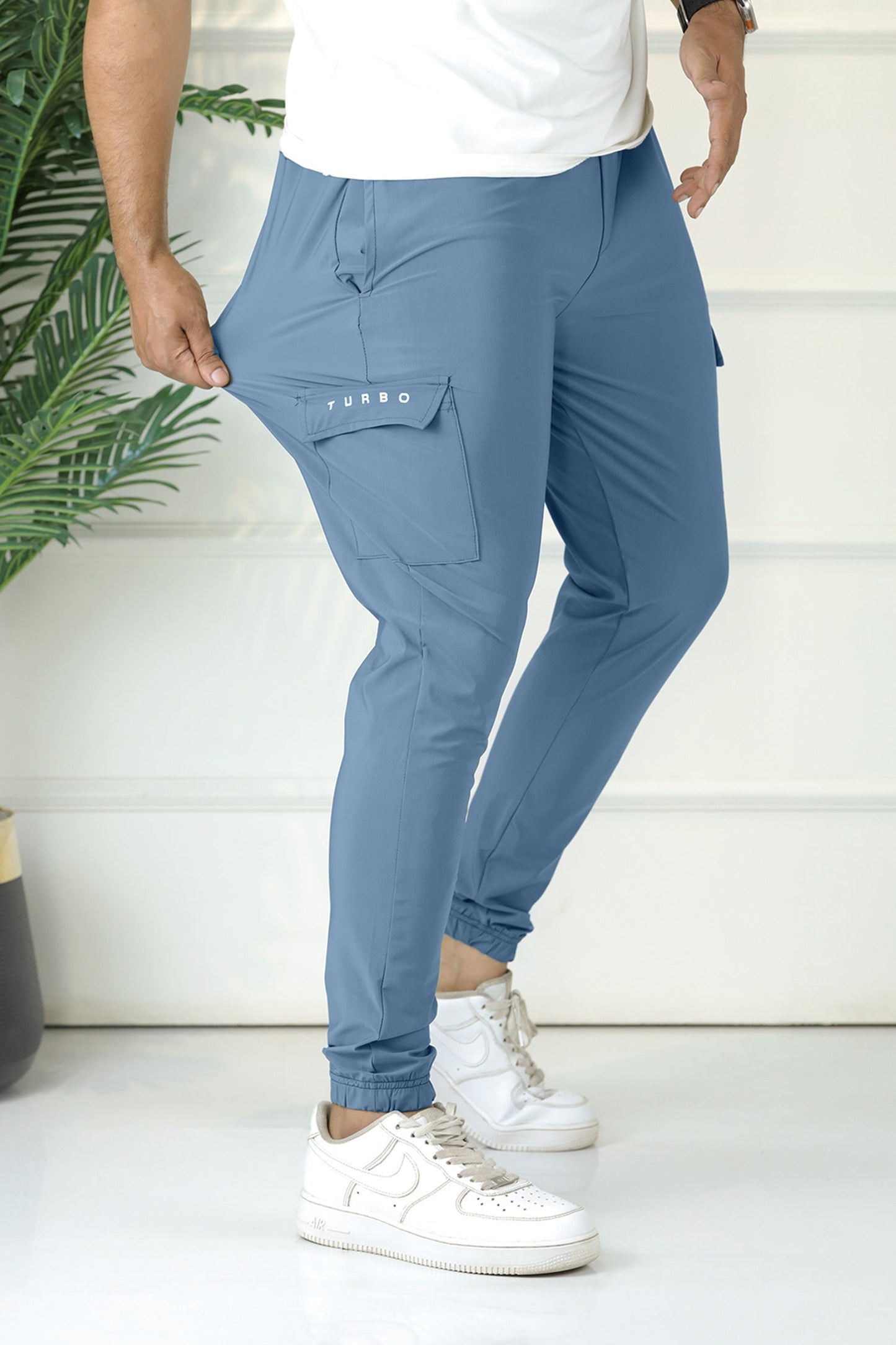 Turbo's Essential Workout Running Men's Dryfit Trouser In Light Blue