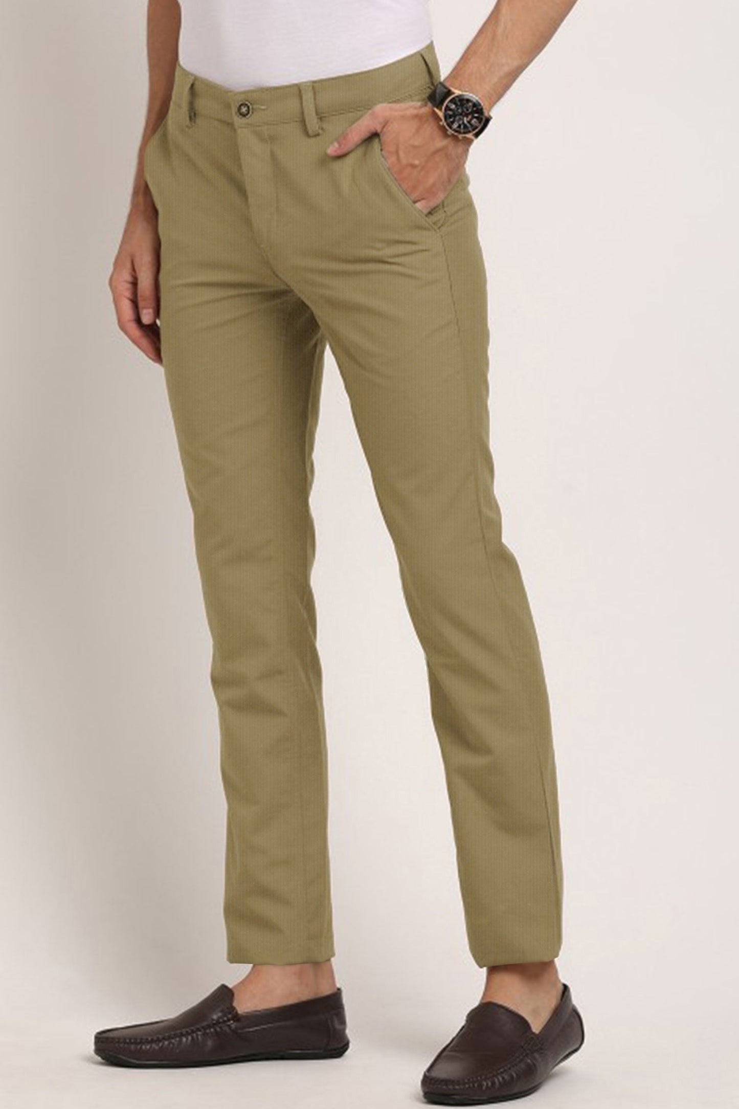 Turbo Urban Executive Slim Fit Cotton Pant In Light Camel