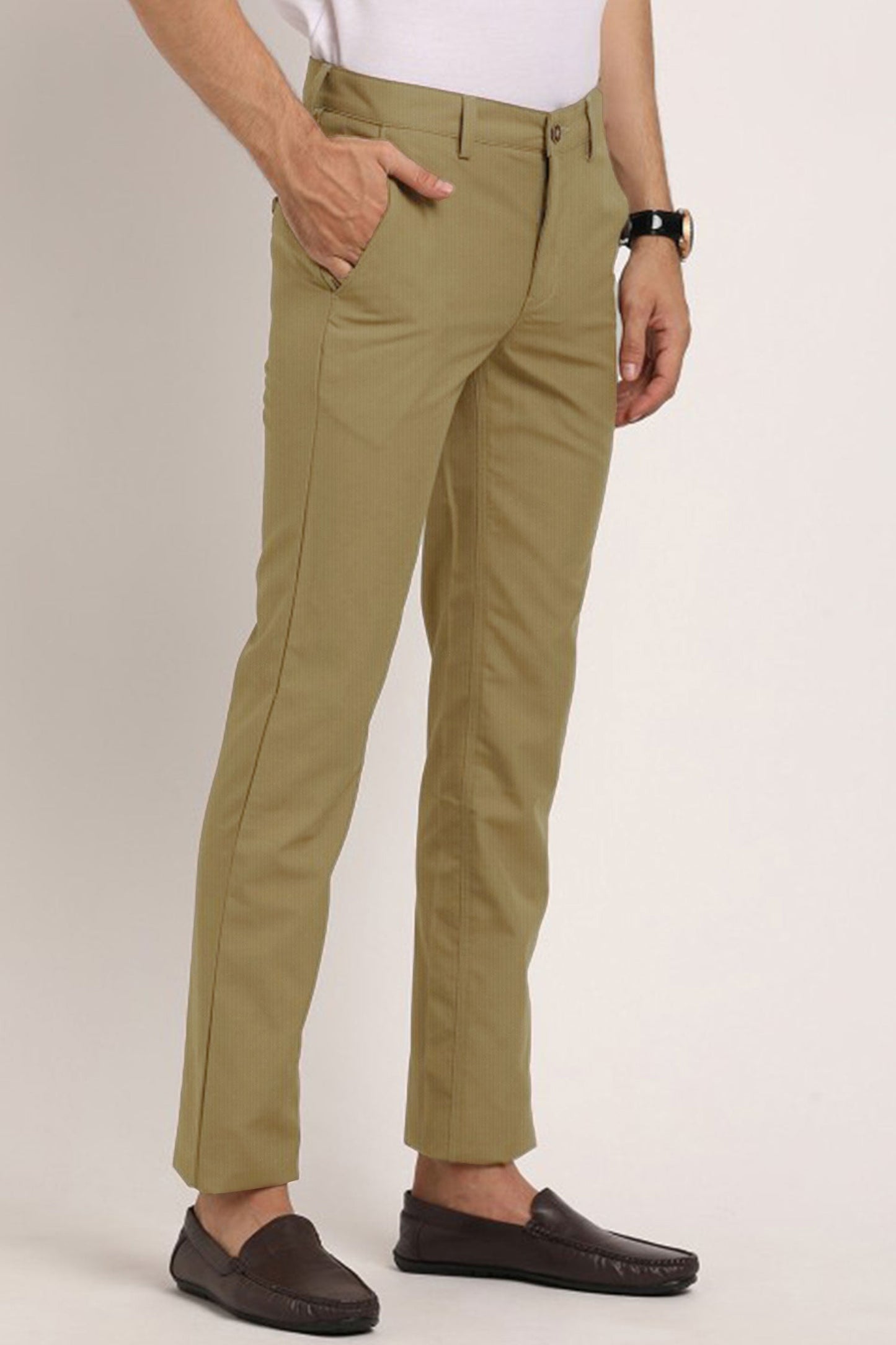 Turbo Urban Executive Slim Fit Cotton Pant In Light Camel