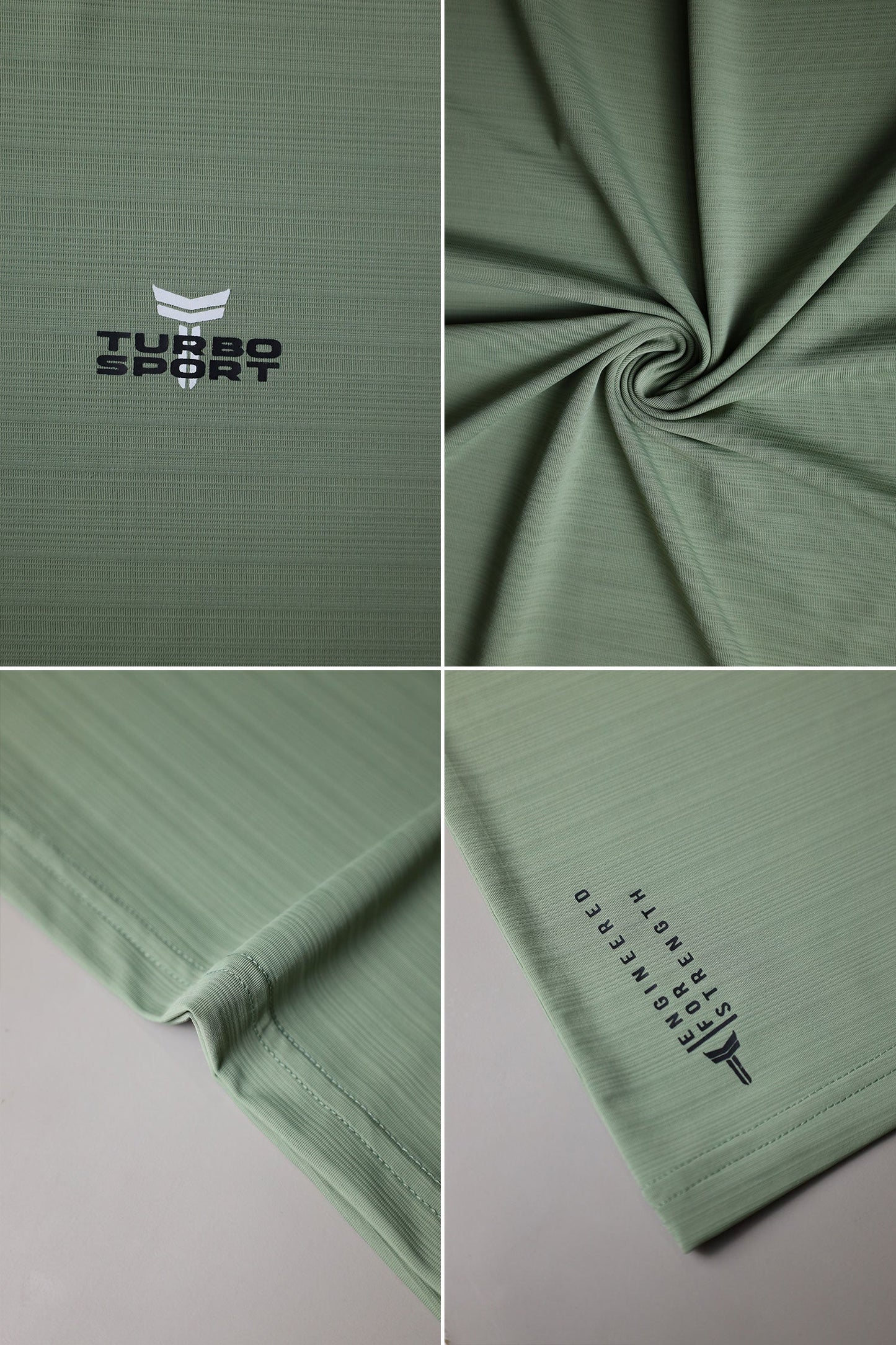 Turbo Sport Shoulder Striped Breathable Dry-Fit Tee In Light Green