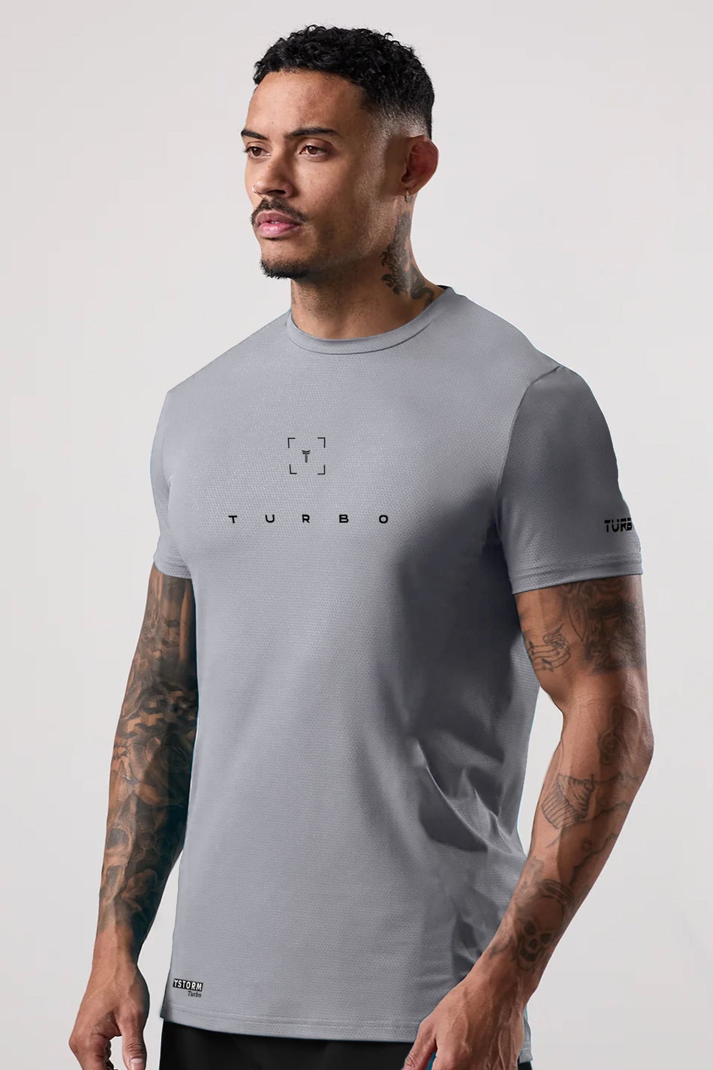 Turbo Scan Energy Breathable Mesh Dry-Fit Tee In Light Grey
