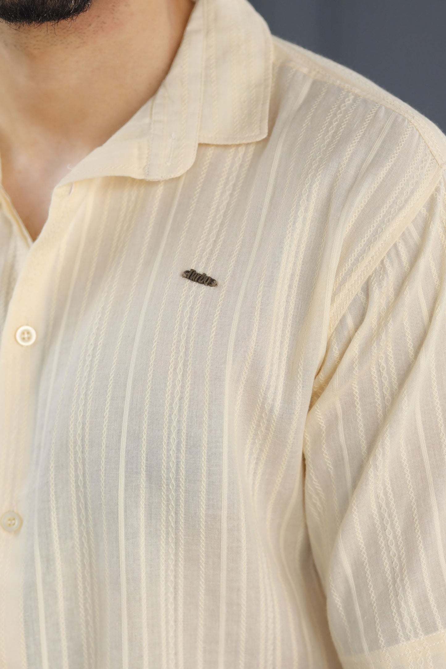 Turbo Textured Champ Casual Shirt In Light Lemon