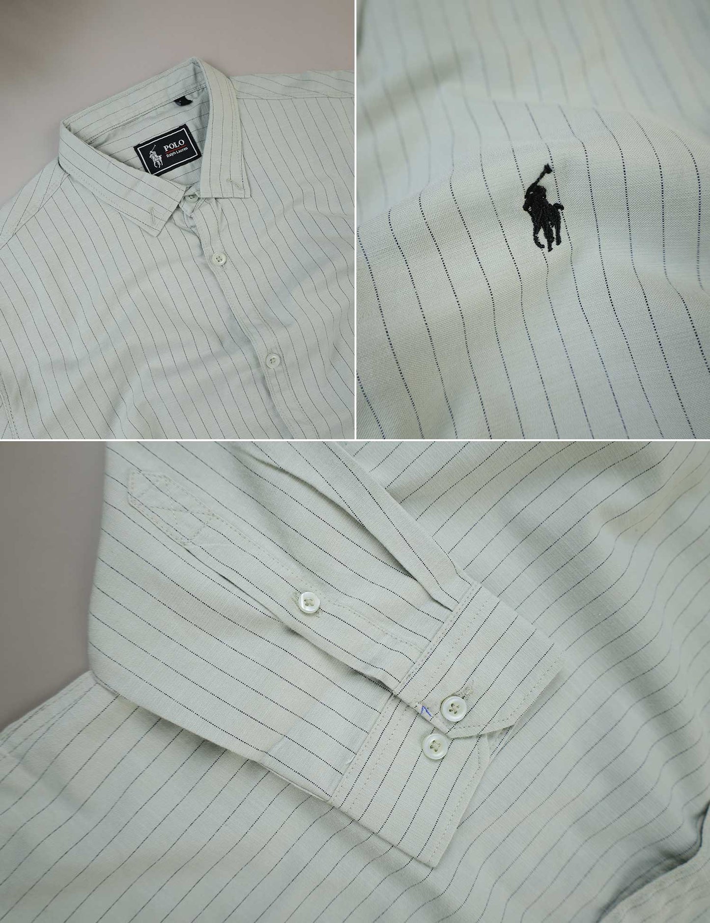 Polo Rph Lren Button Down Striped Casual Shirt In Light Moss Green