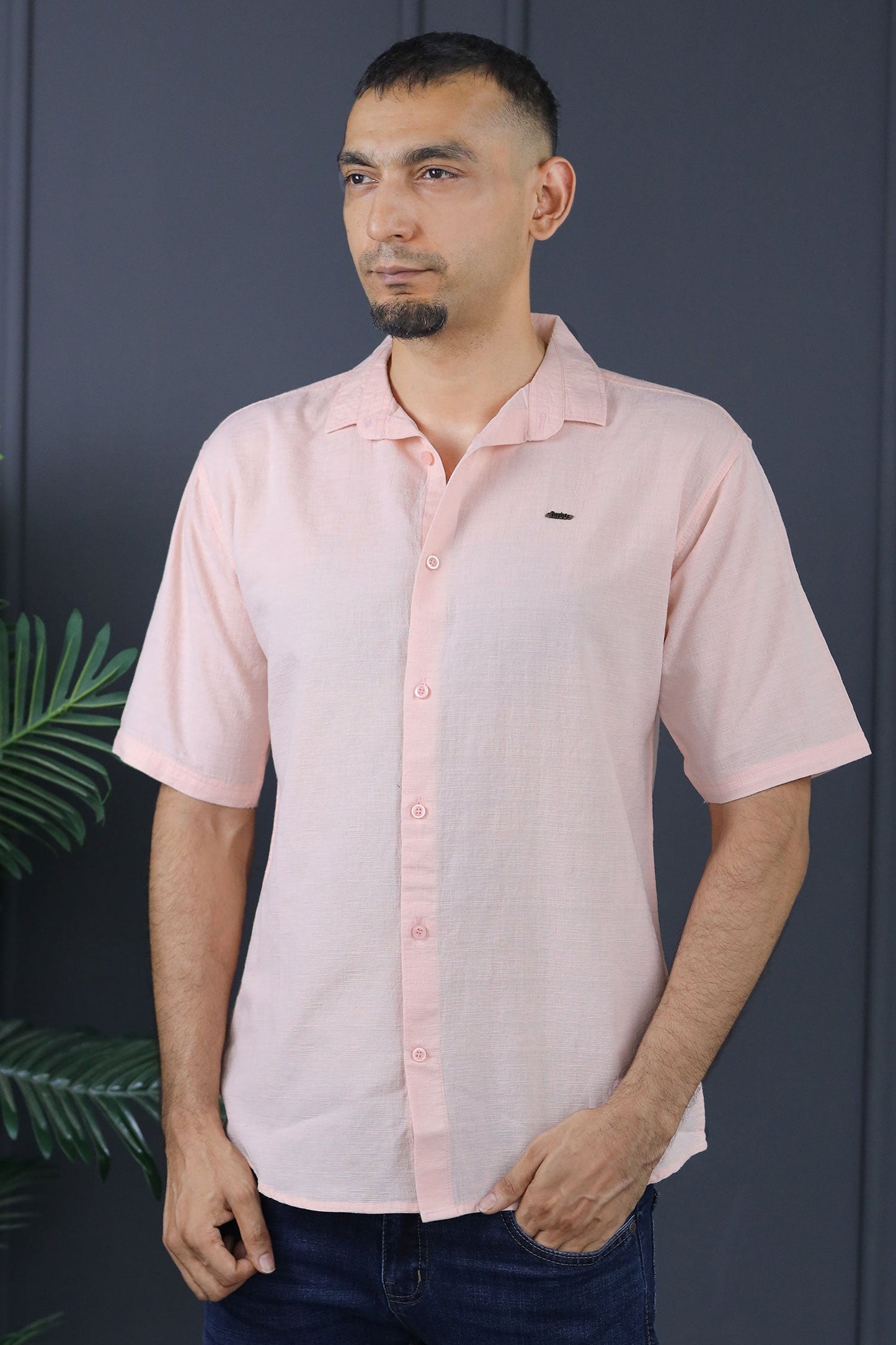 Turbo Textured Relaxed Fit Casual Shirt In Light Pink