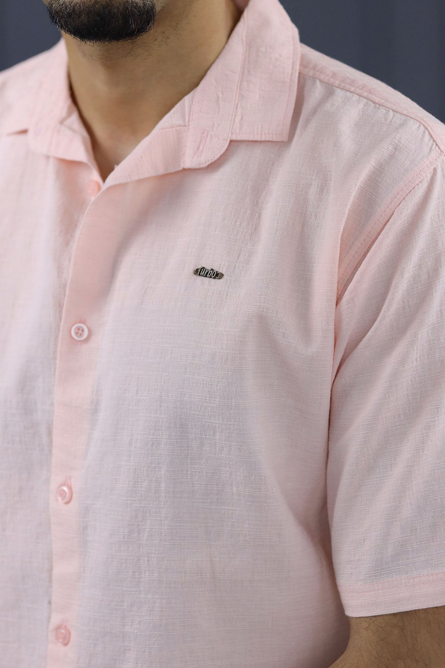 Turbo Textured Relaxed Fit Casual Shirt In Light Pink