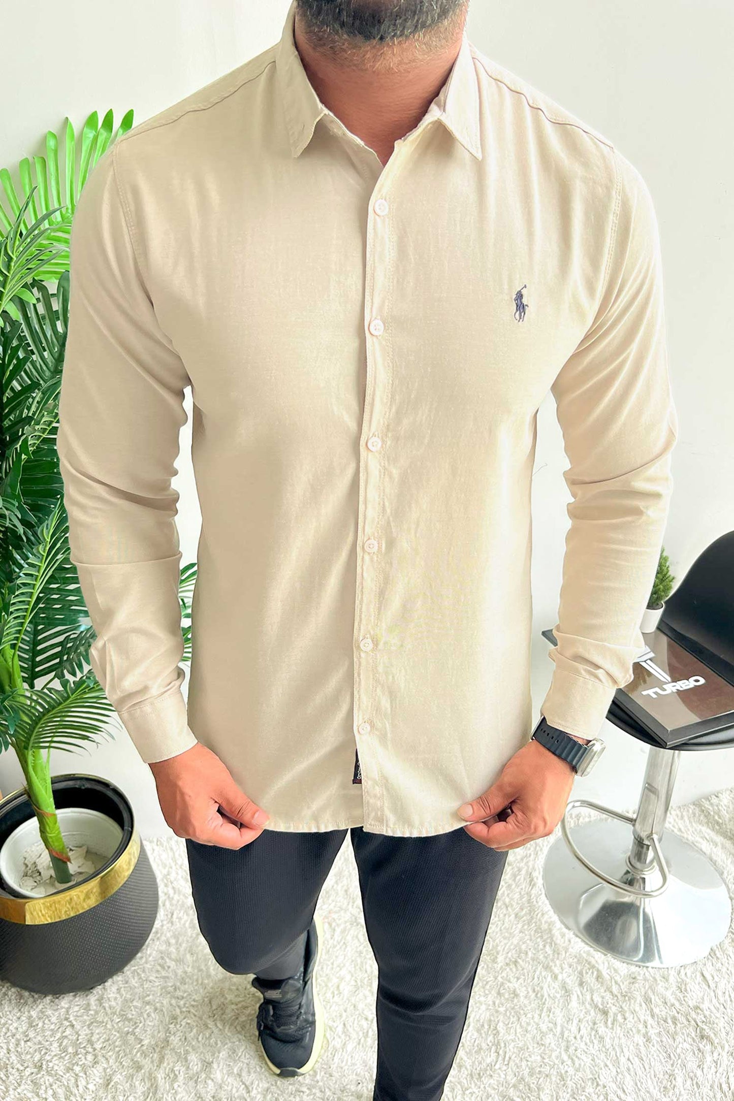 Polo Rph Lren Custom SlimFit Casual Shirt In Light Skin