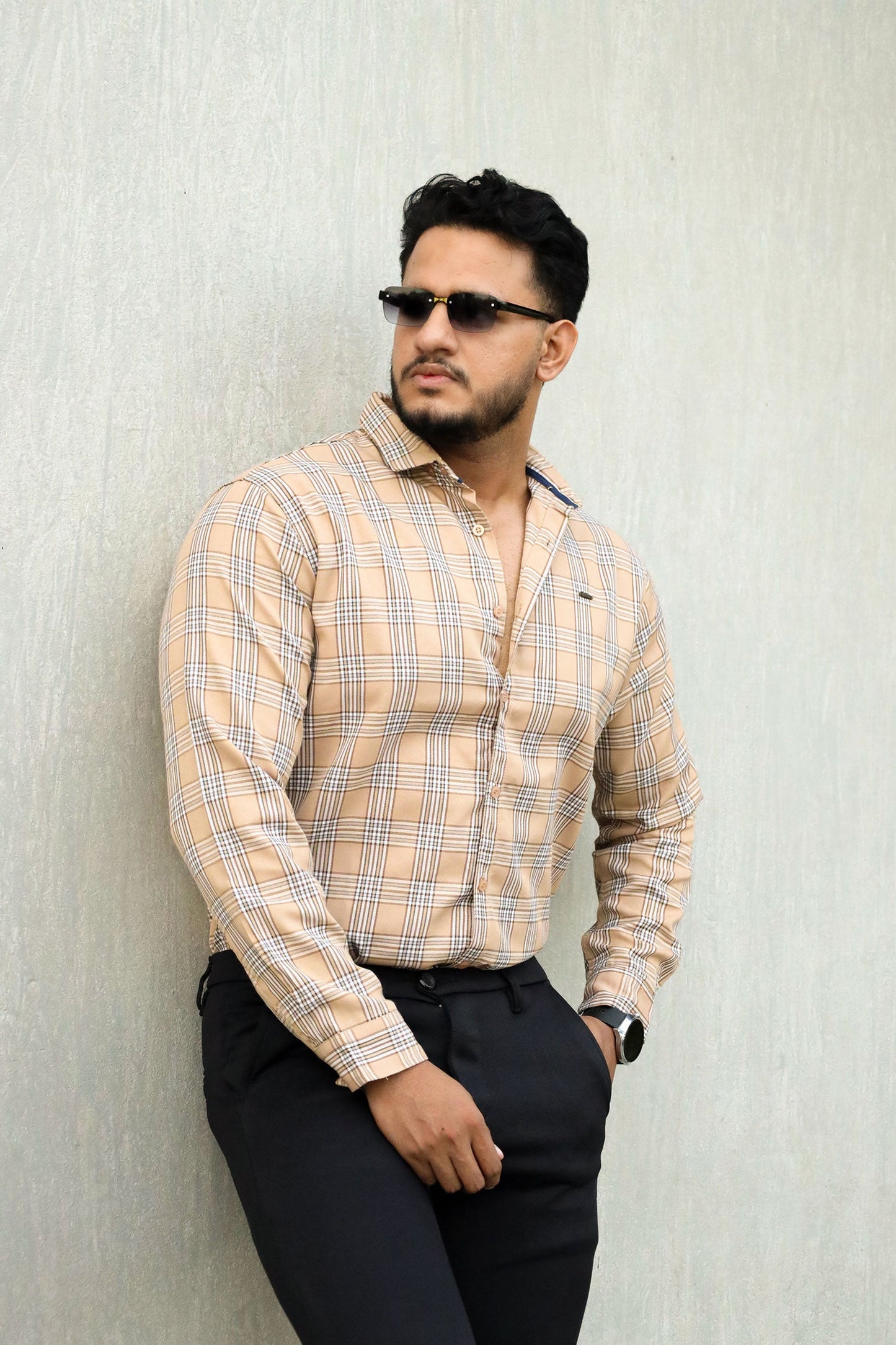 Turbo Tattersall Checkered Long Sleeve Cotton Casual Shirt
