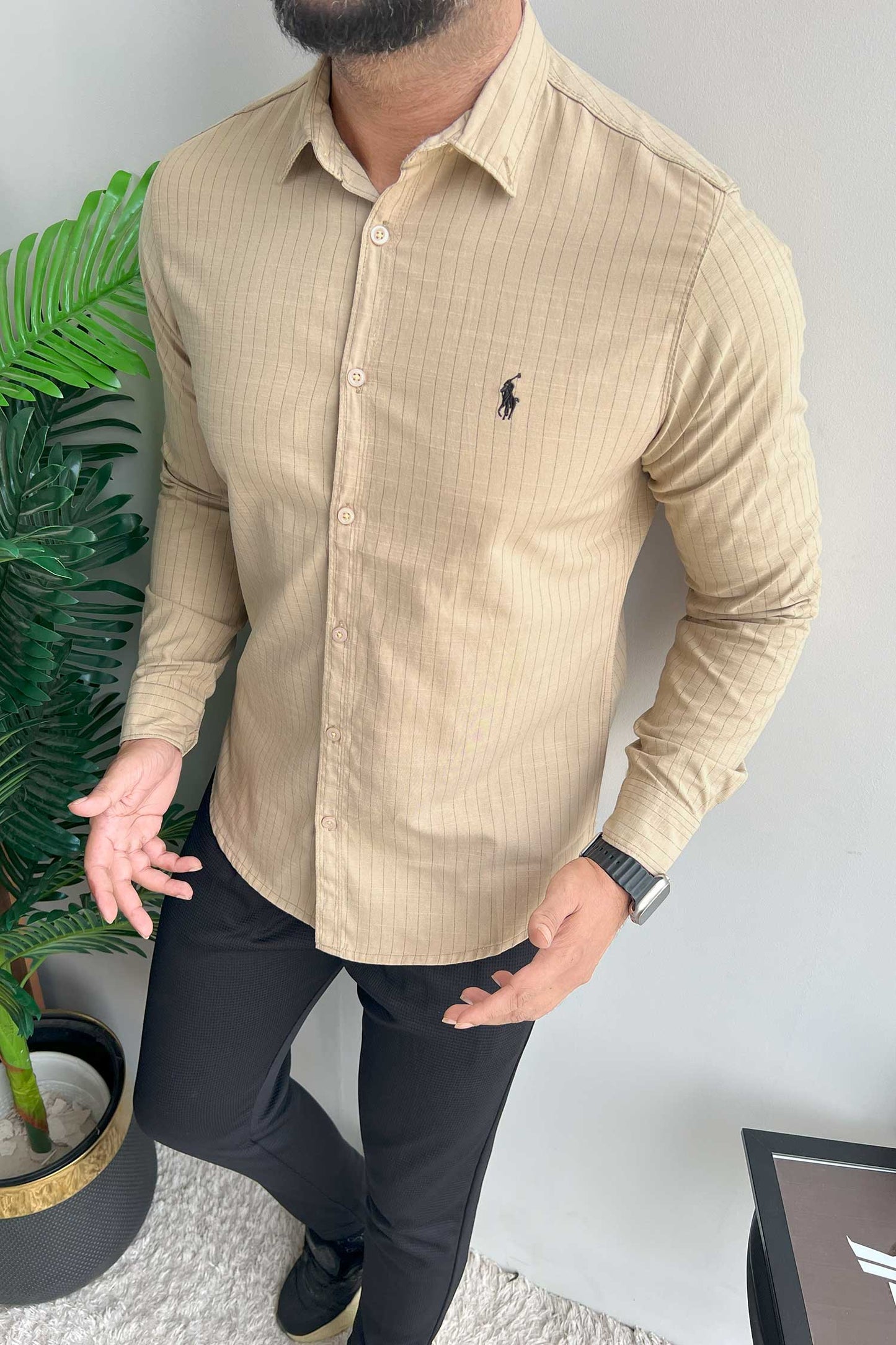 Polo Rph Lren Button Down Striped Casual Shirt In Light Skin