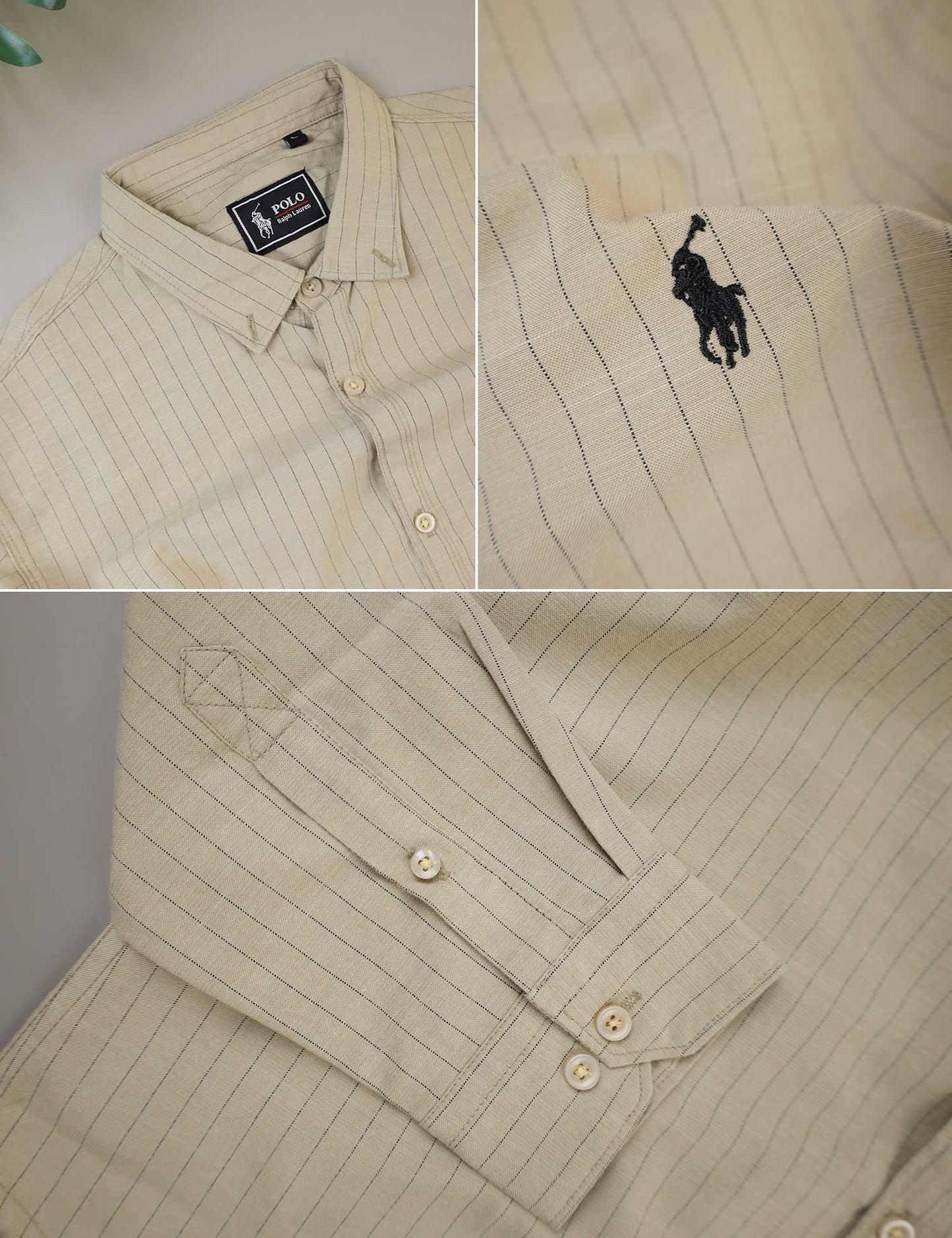 Polo Rph Lren Button Down Striped Casual Shirt In Light Skin