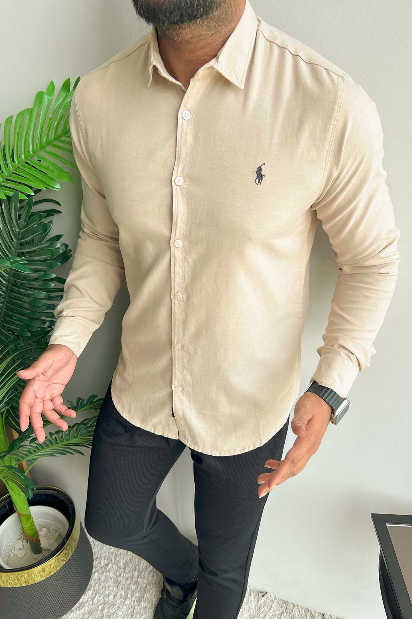Polo Rph Lren Custom SlimFit Casual Shirt In Light Skin