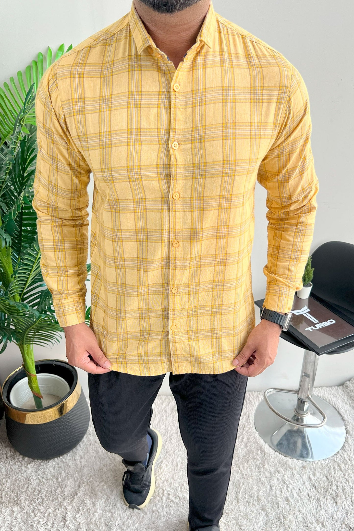 Turbo FearLess Checked Long Sleeve Cotton Casual Shirt