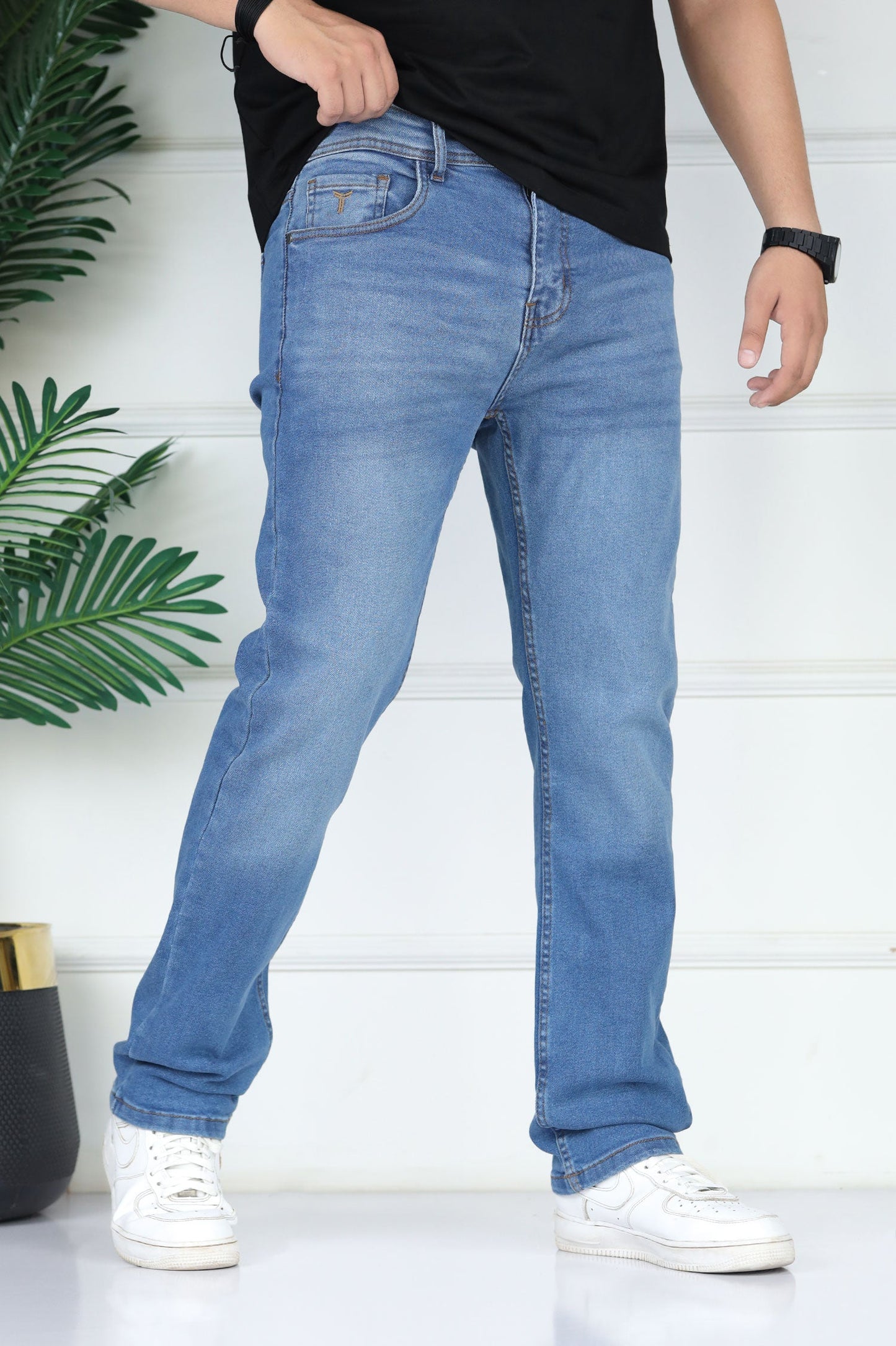 Turbo Timeless Comfort-Weave Slim Fit Jeans In Mid Blue