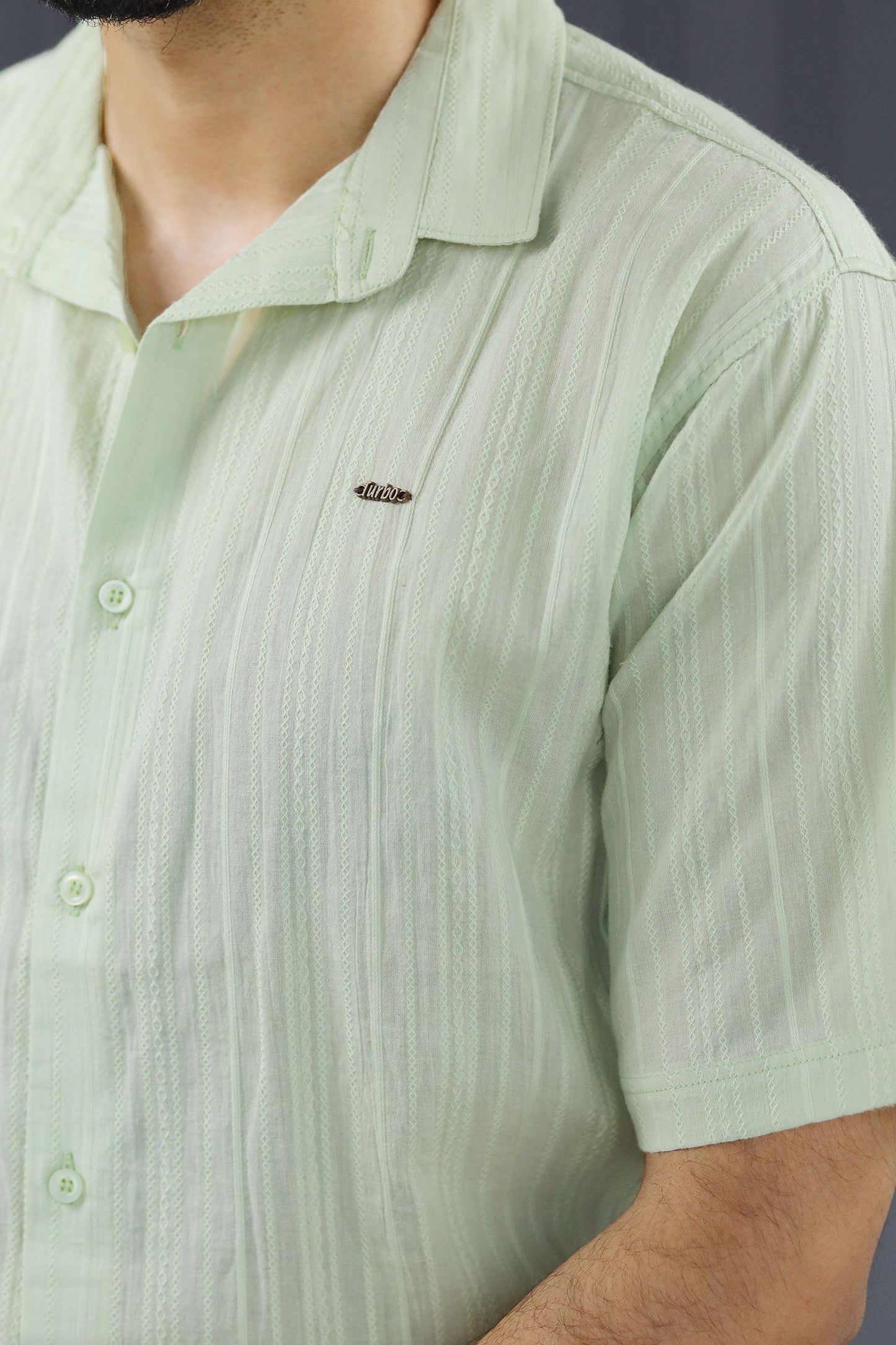 Turbo Textured Champ Casual Shirt In Mint Green
