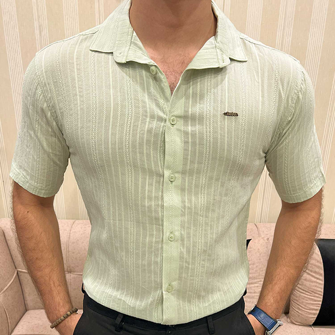 Turbo Textured Champ Casual Shirt In Mint Green