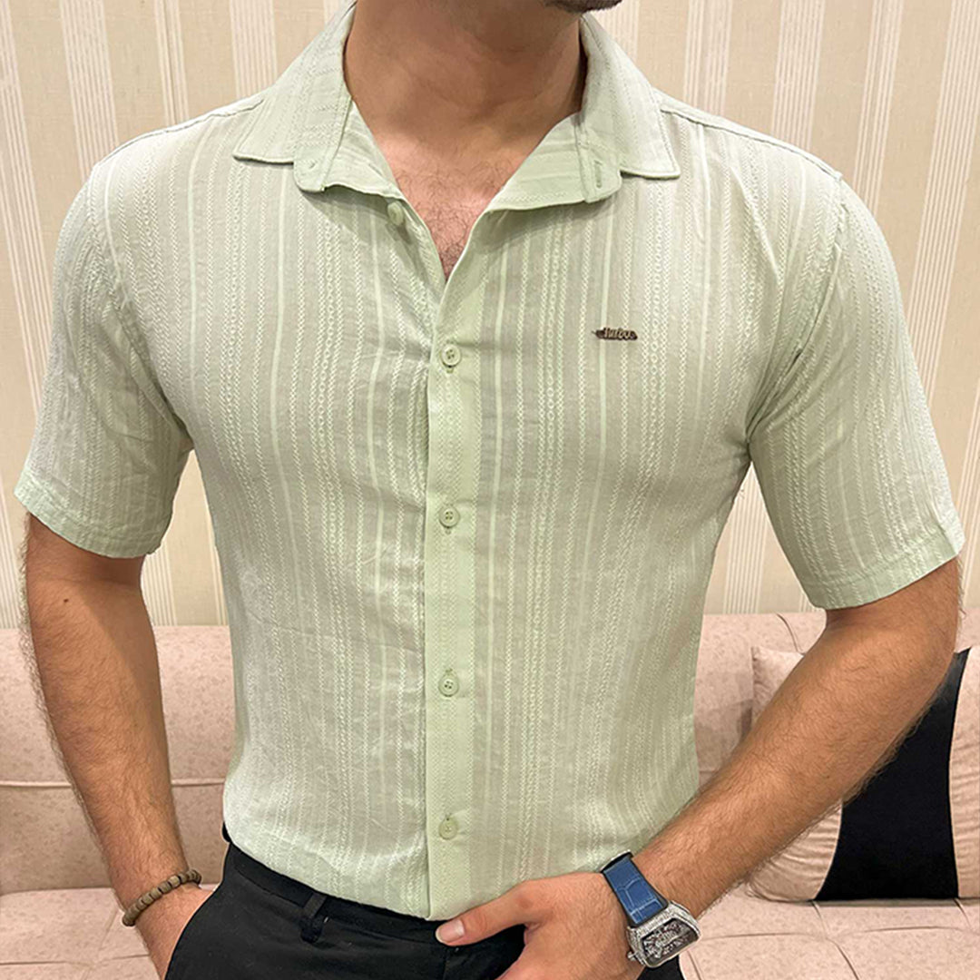 Turbo Textured Champ Casual Shirt In Mint Green