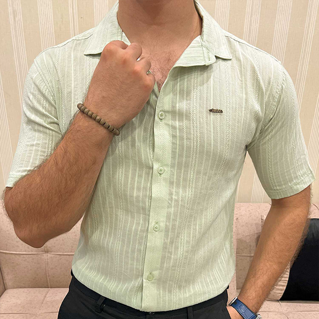 Turbo Textured Champ Casual Shirt In Mint Green